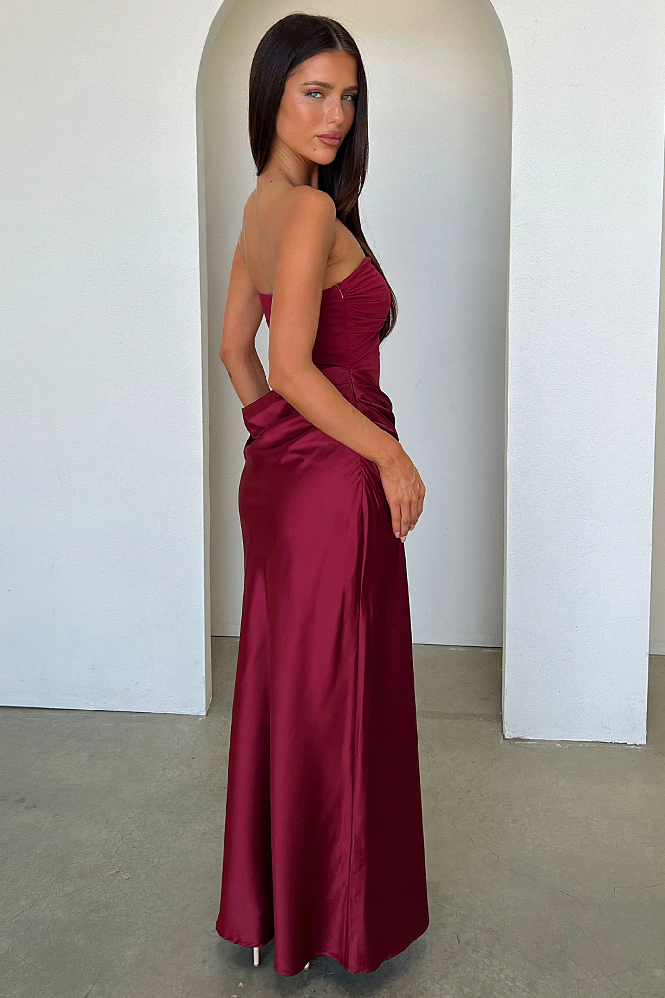 Amery Strapless Maxi Dress - Burgundy - Image 3