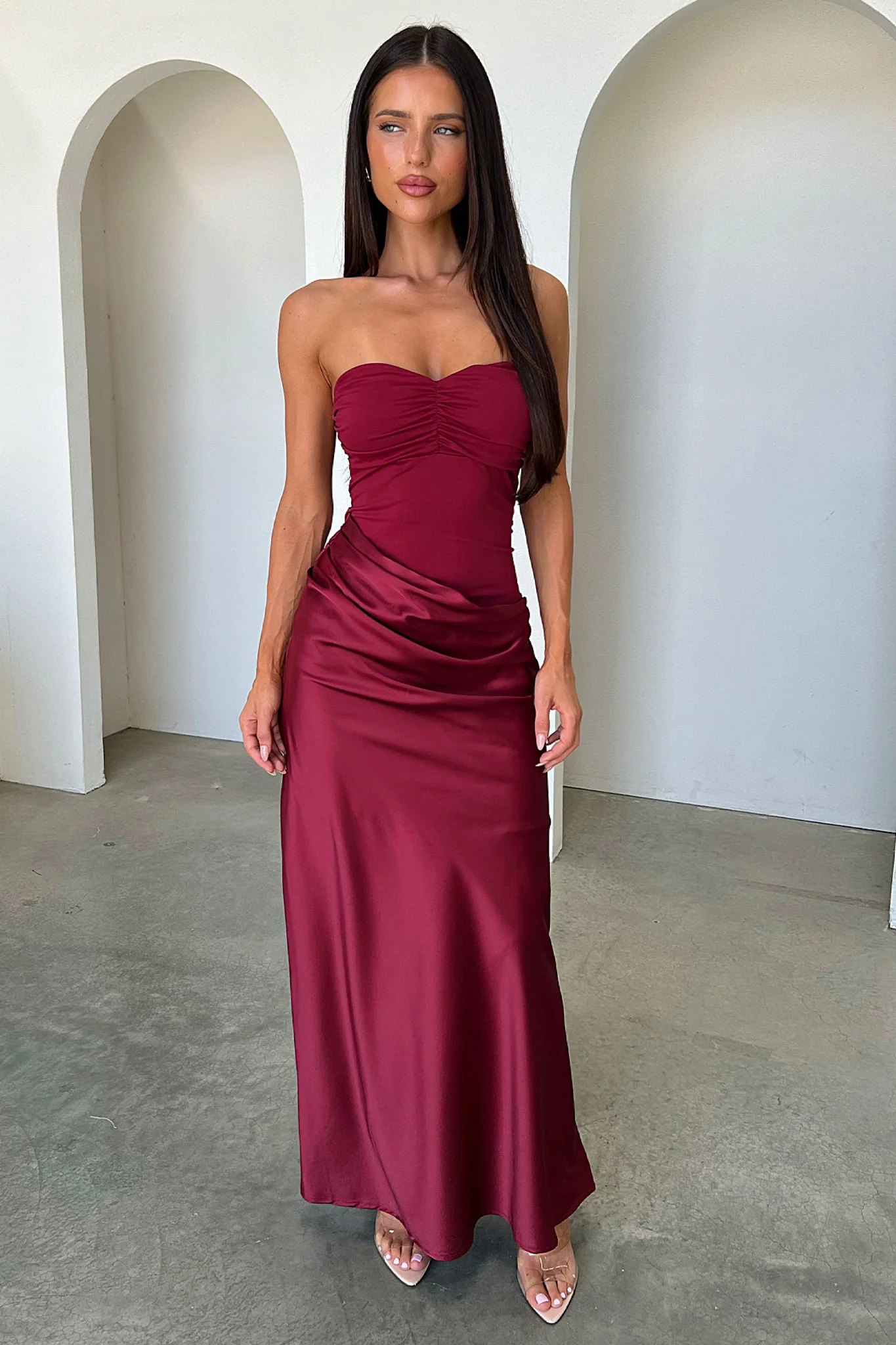 Amery Strapless Maxi Dress - Burgundy - Image 6