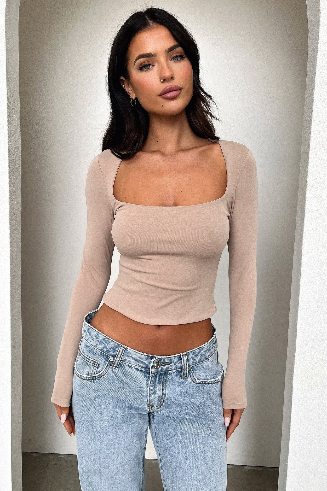 Andre Long Sleeve Top - Beige - Image 5