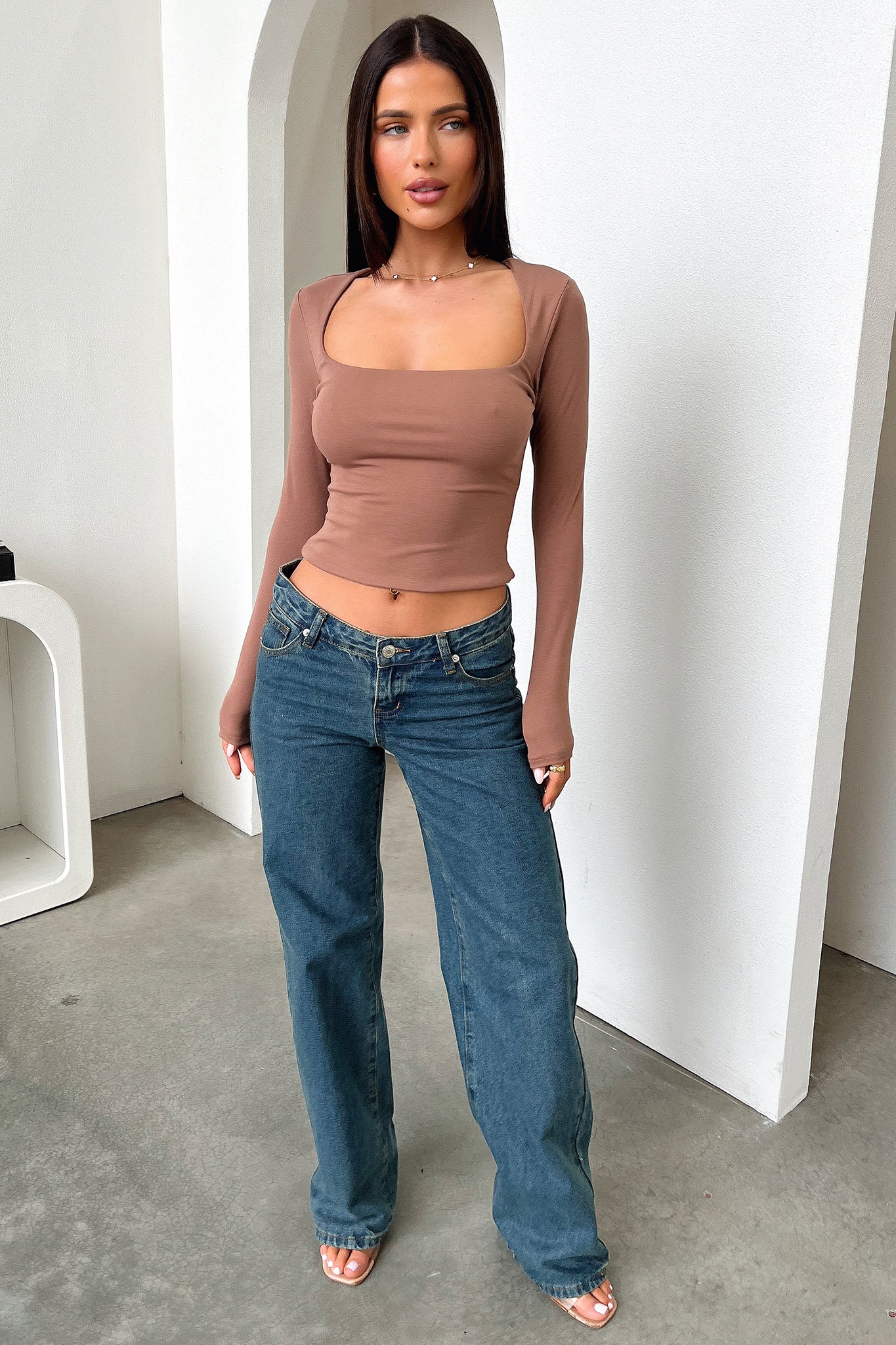 Andre Long Sleeve Top - Brown - Image 5