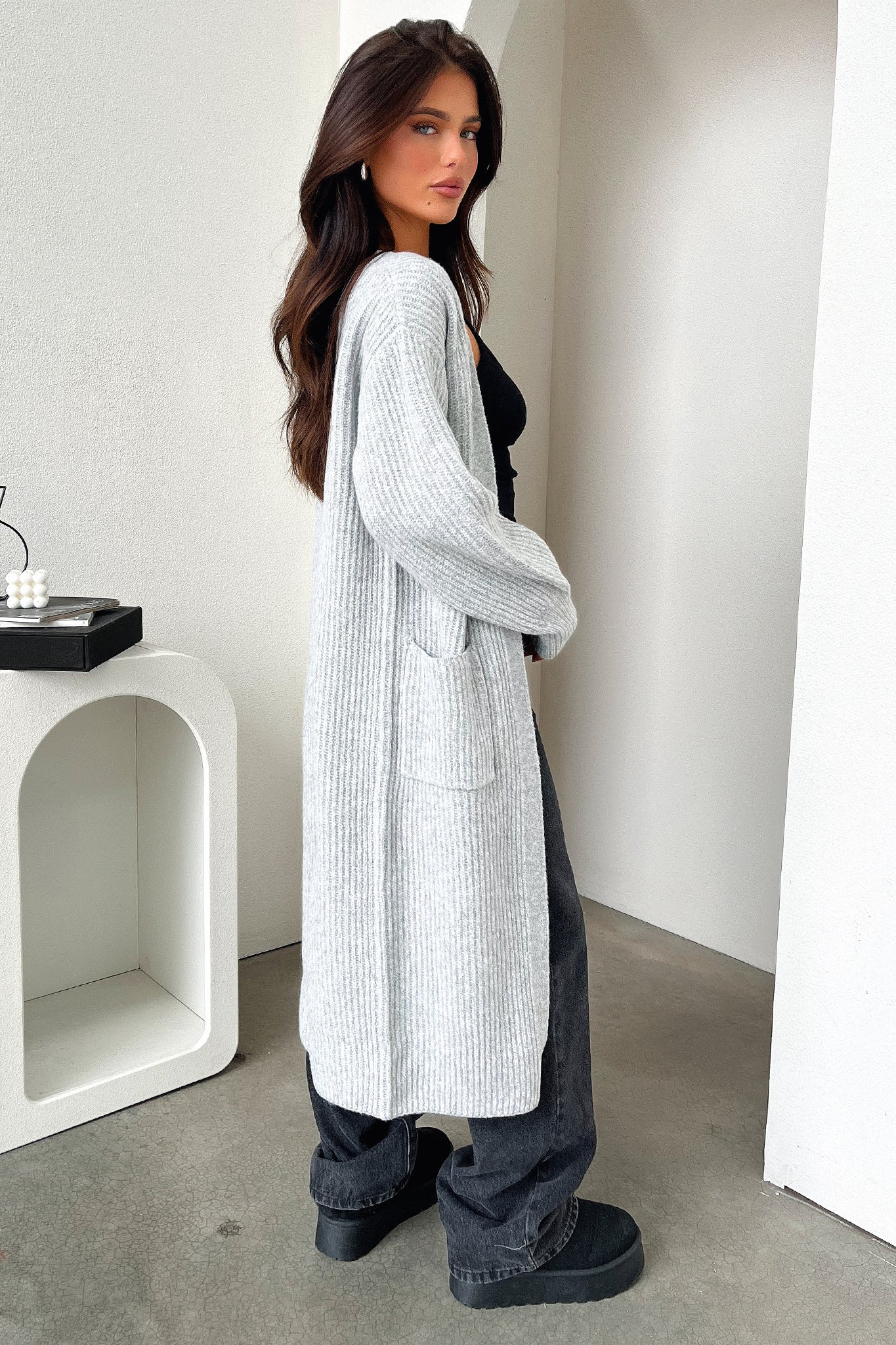 Arina Longline Knit Cardigan - Grey - Image 8
