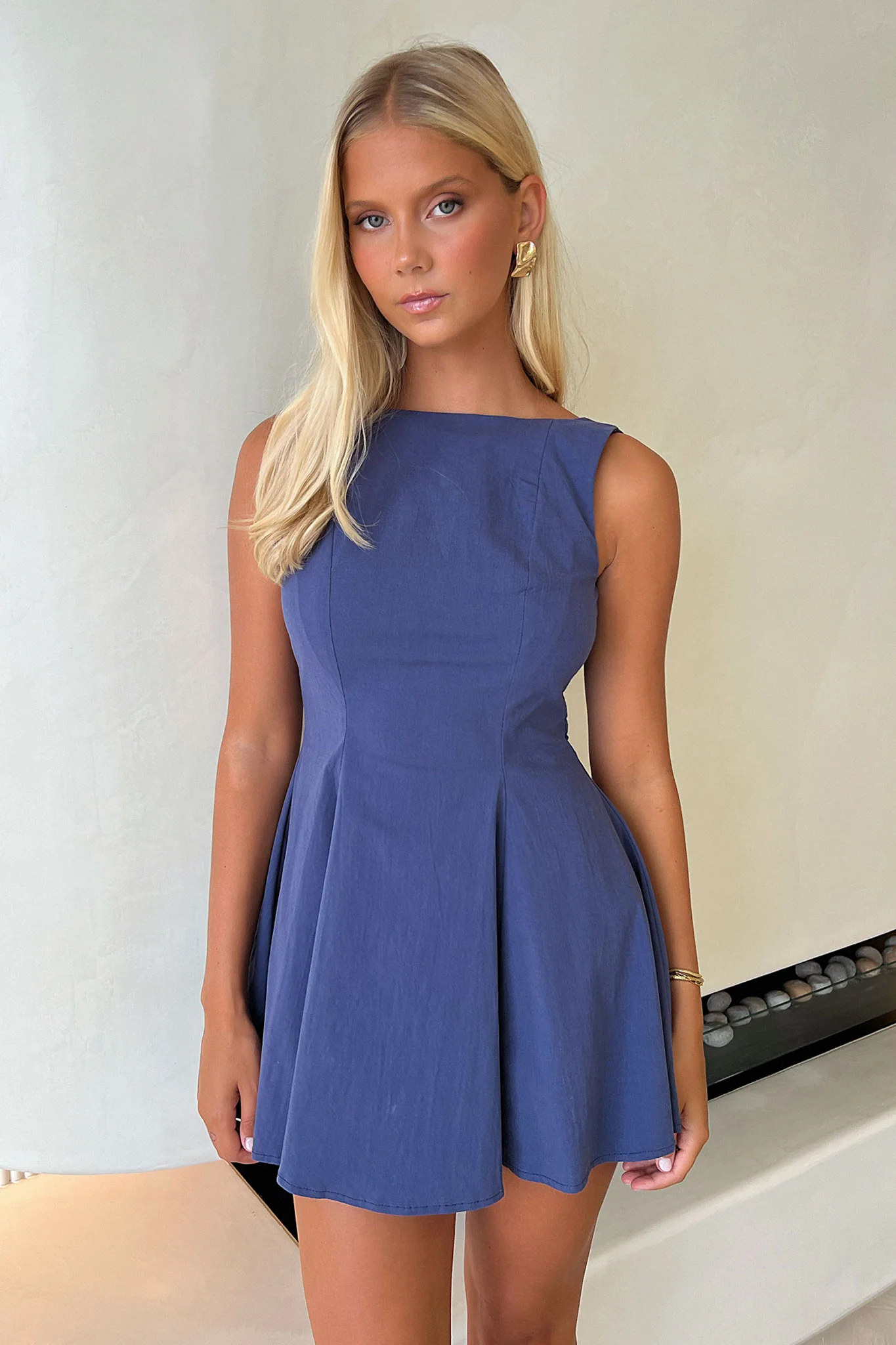 Arora Open Back Mini Dress - Navy - Image 6