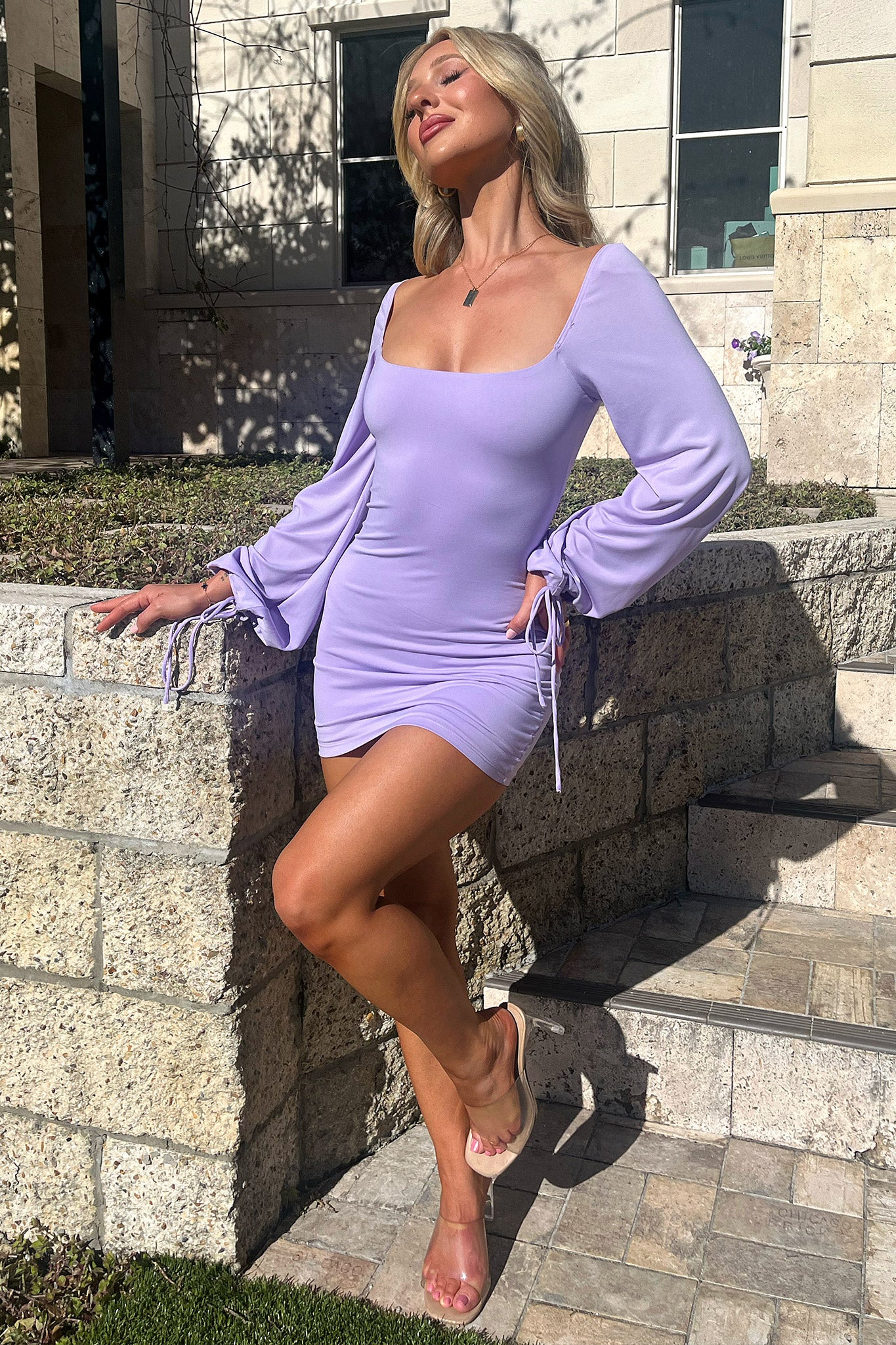 Atkinson Long Sleeve Mini Dress - Purple - Image 3