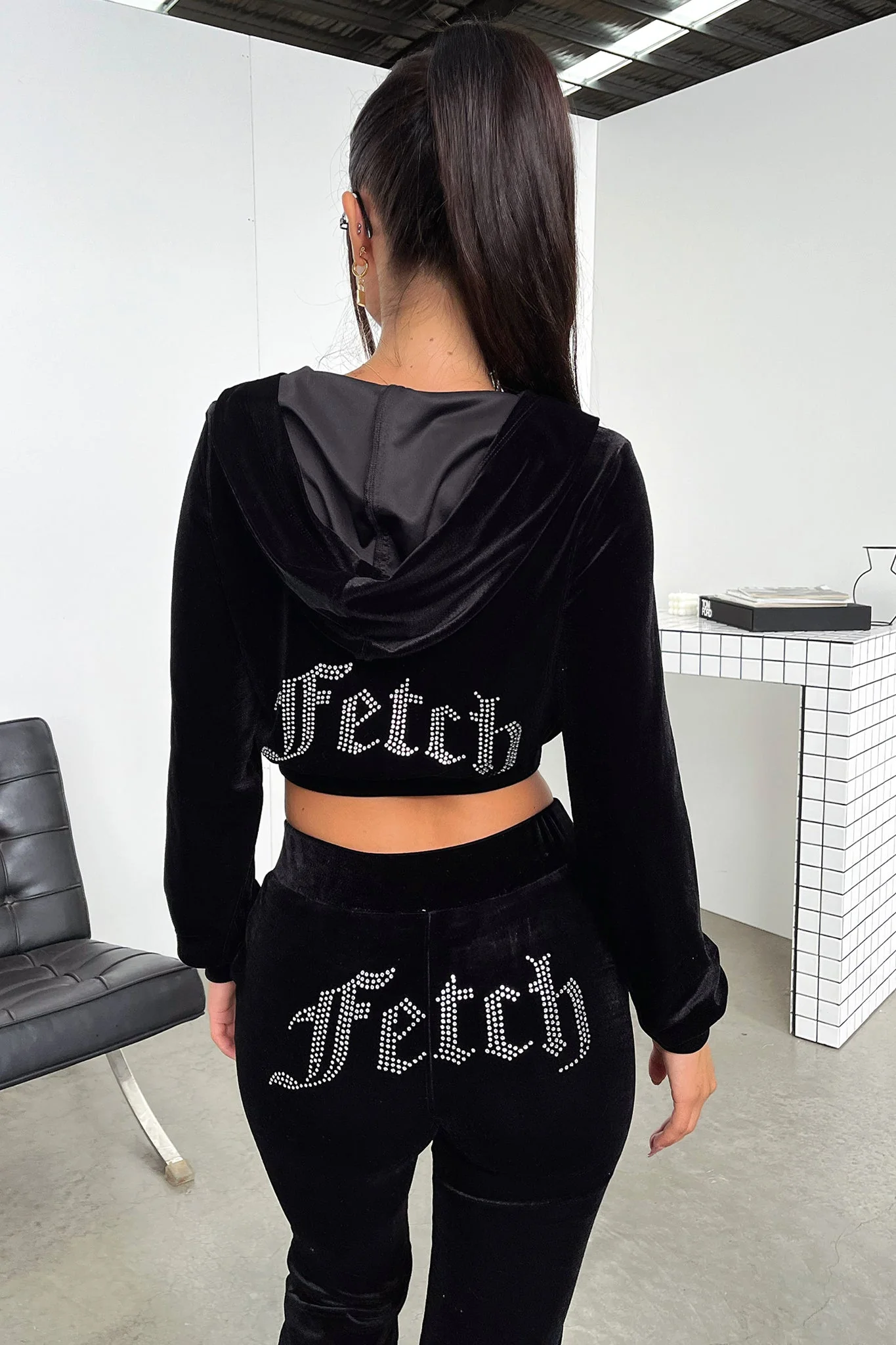 Beba Cropped Hoodie - Black - Image 8