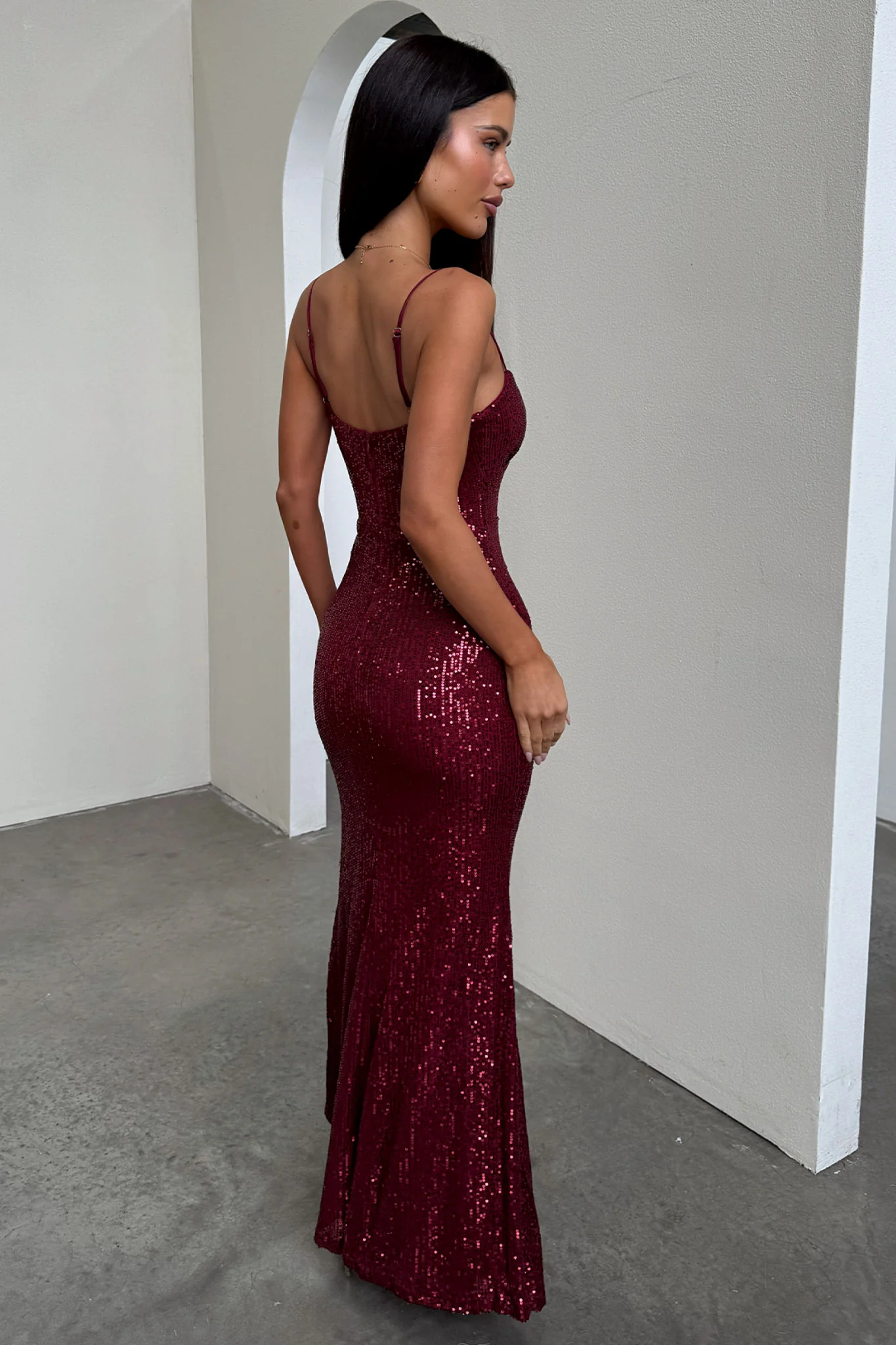Bonnie Sequin Maxi Dress - Burgundy - Image 4