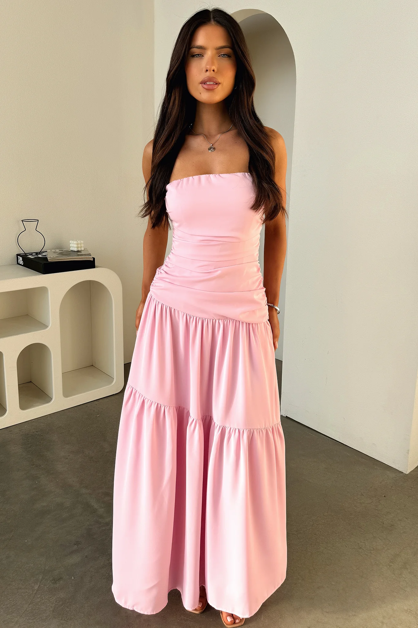 Charlotte Strapless Maxi Dress - Pink - Image 7