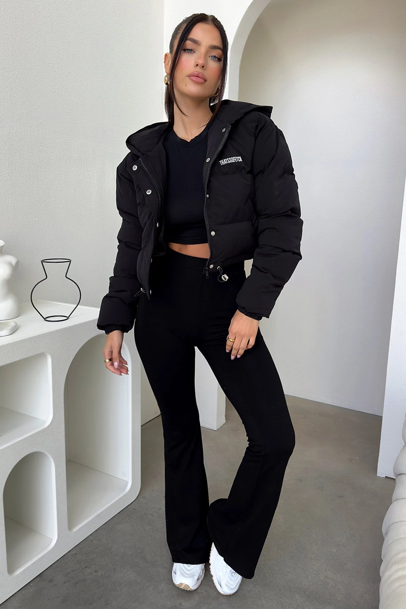 Cyrus Puffer Jacket - Black - Image 2