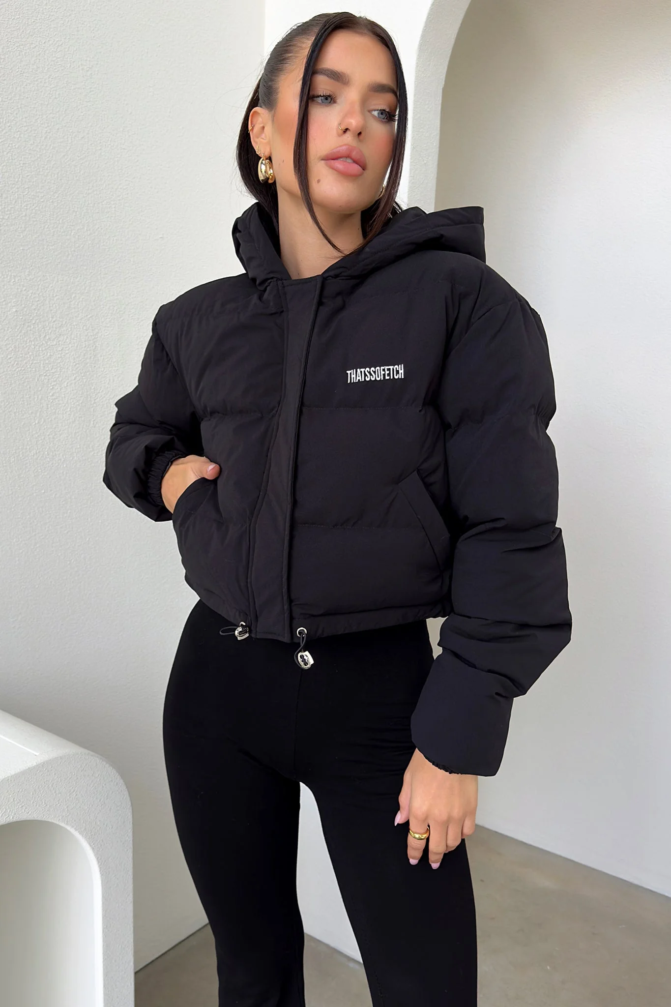 Cyrus Puffer Jacket - Black - Image 5