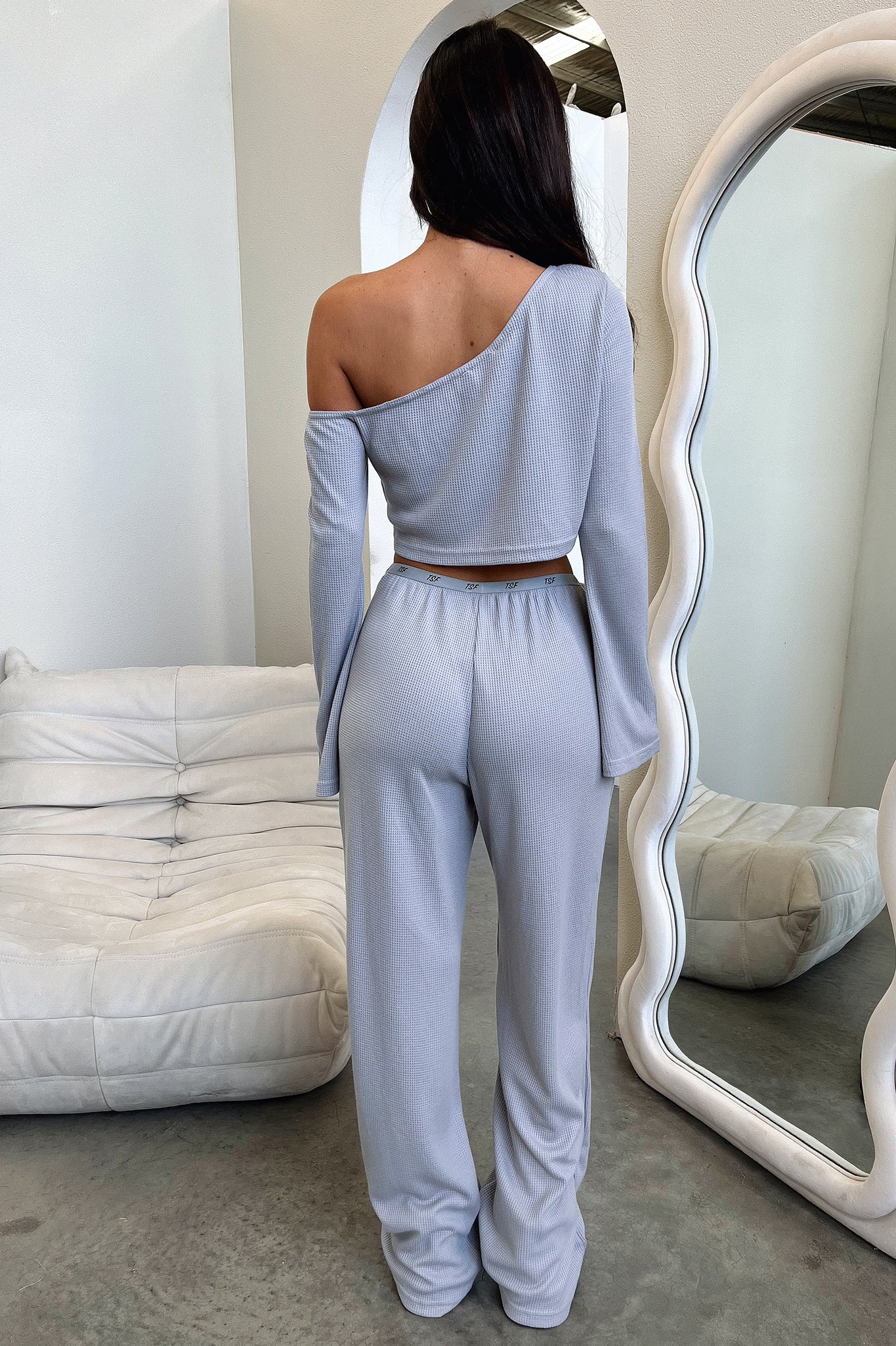 Dana Off Shoulder Long Sleeve Crop - Grey - Image 11