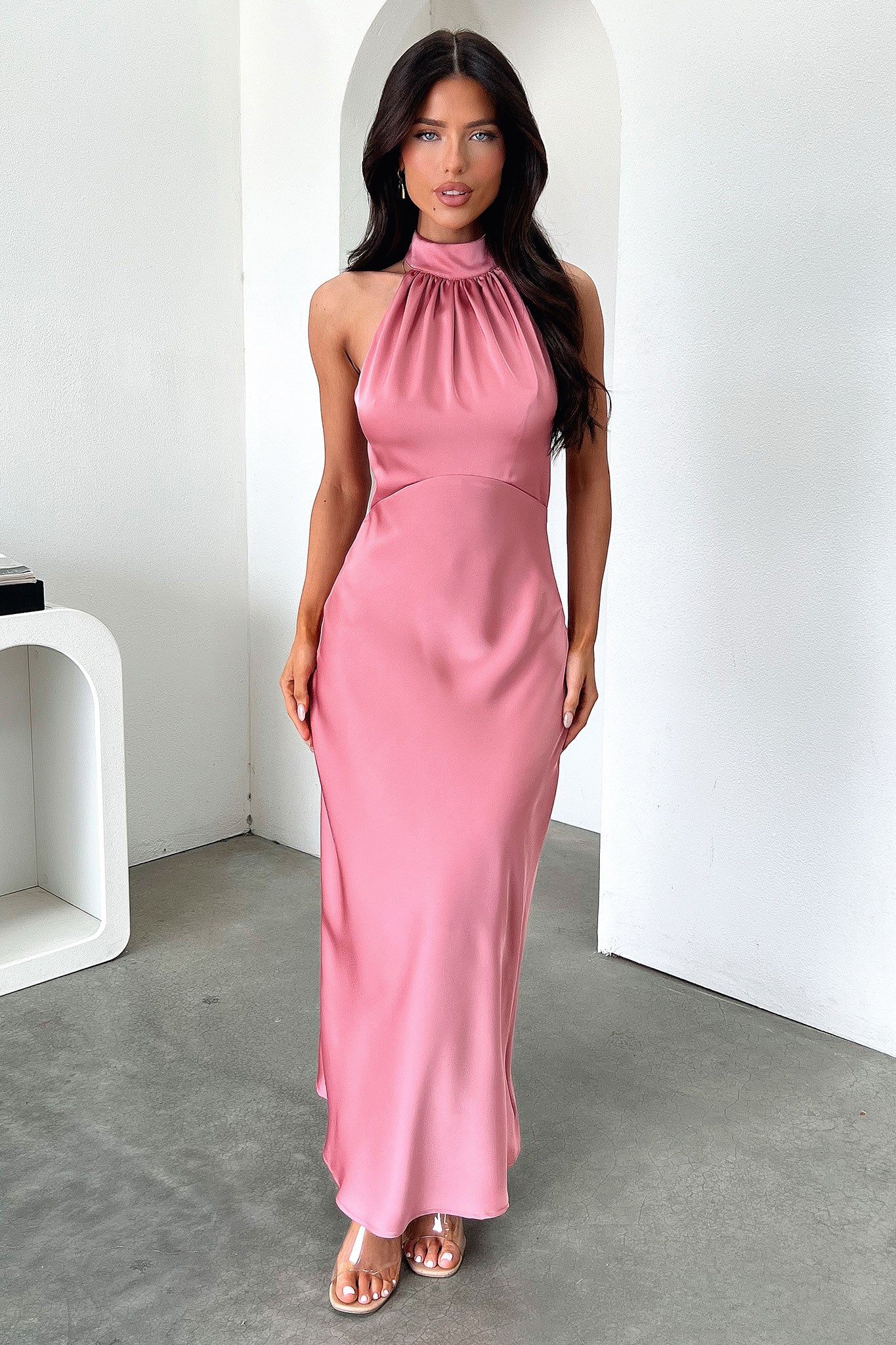 Daphne High Neck Maxi Dress - Rose - Image 2