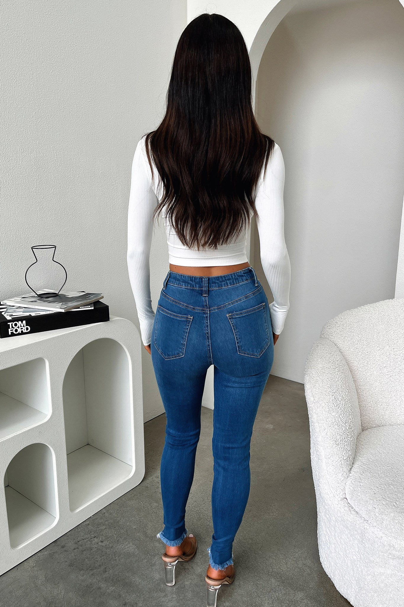 Darcia Skinny Leg Jeans - Dark Denim - Image 5