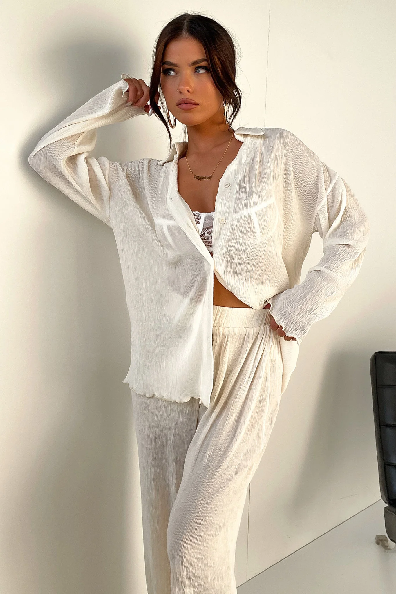 Ellora Long Sleeve Shirt - Cream - Image 4