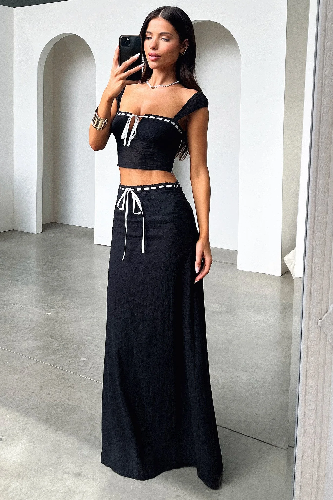 Flora Maxi Skirt - Black - Image 4