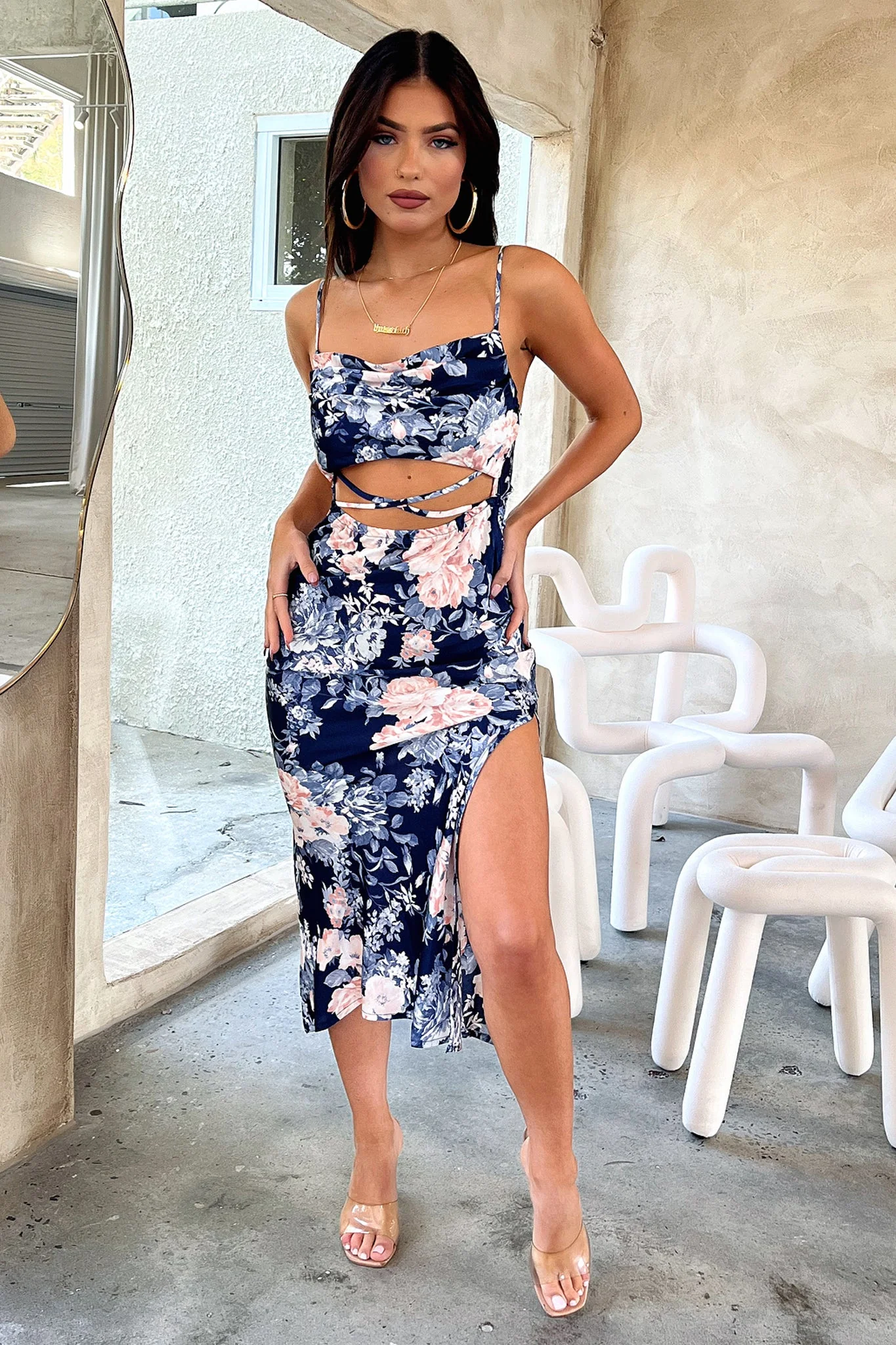 Florence Midi Dress - Blue Floral - Image 3