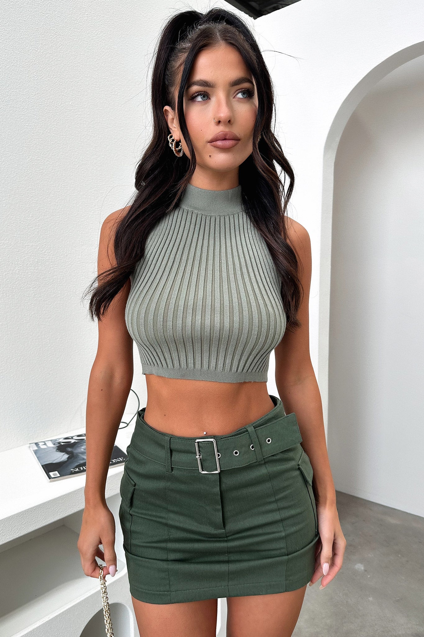 Halia Cargo Skirt - Khaki - Image 2