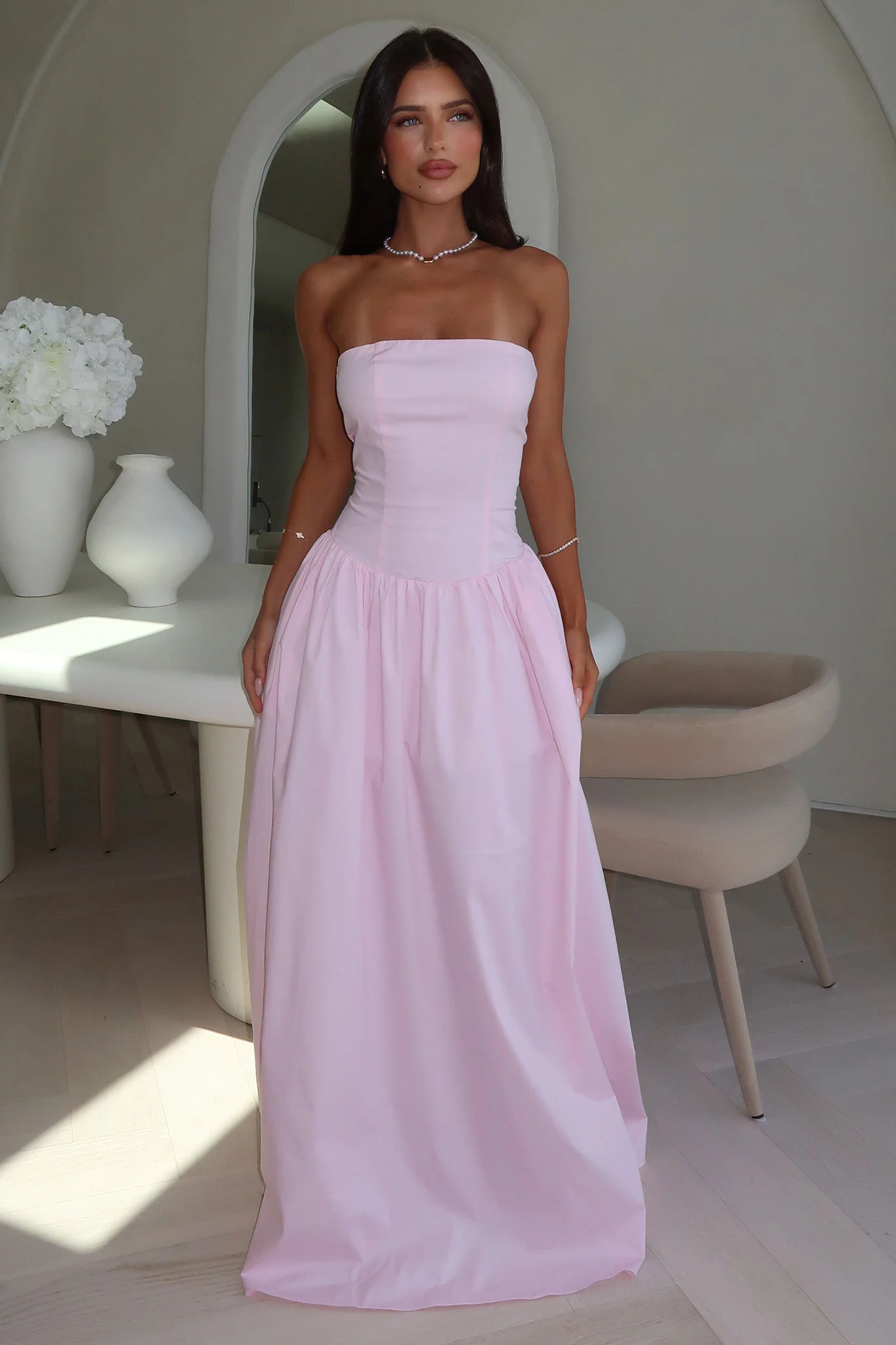 Iridessa Strapless Maxi Dress - Baby Pink - Image 5
