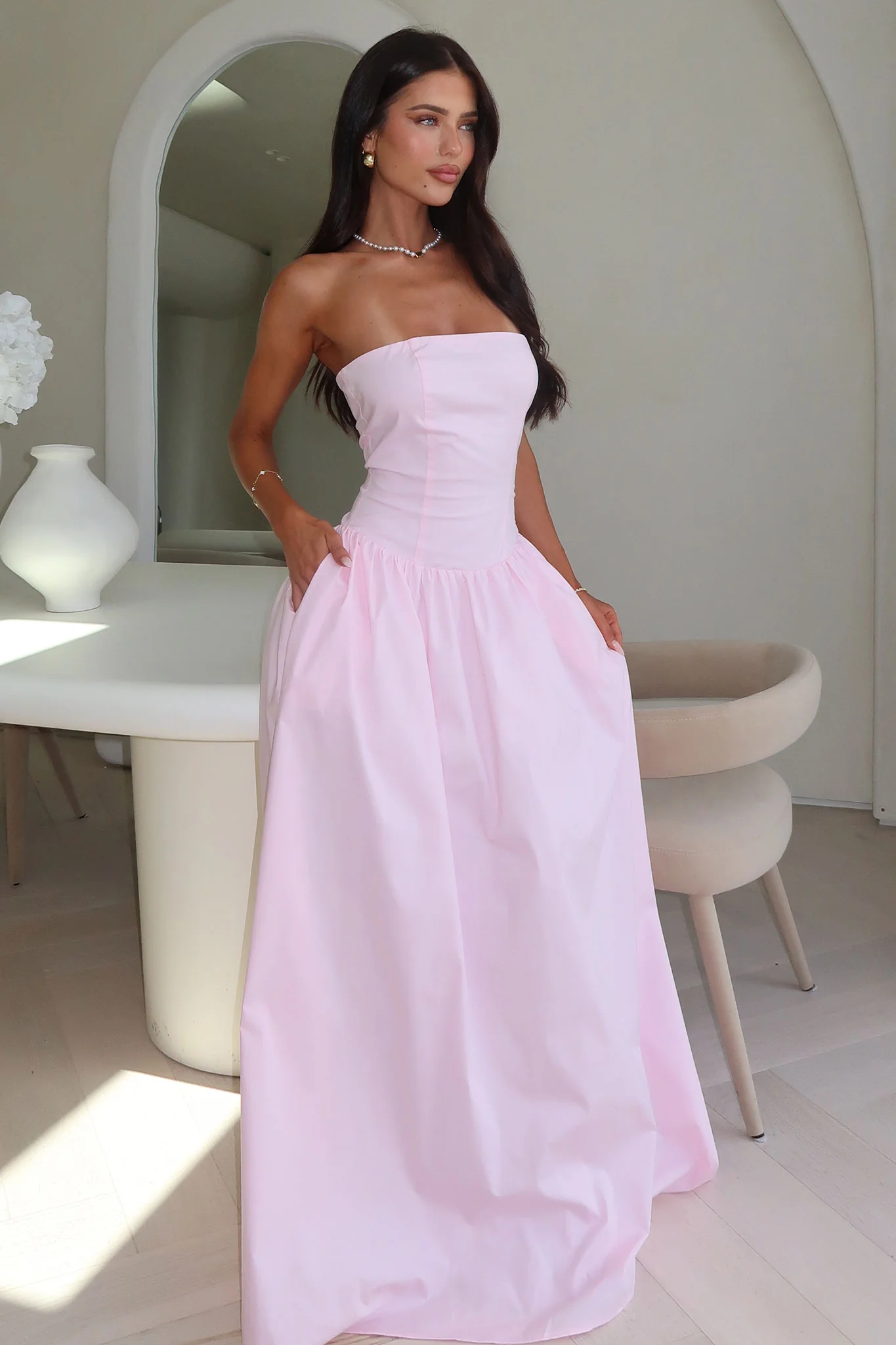 Iridessa Strapless Maxi Dress - Baby Pink - Image 6