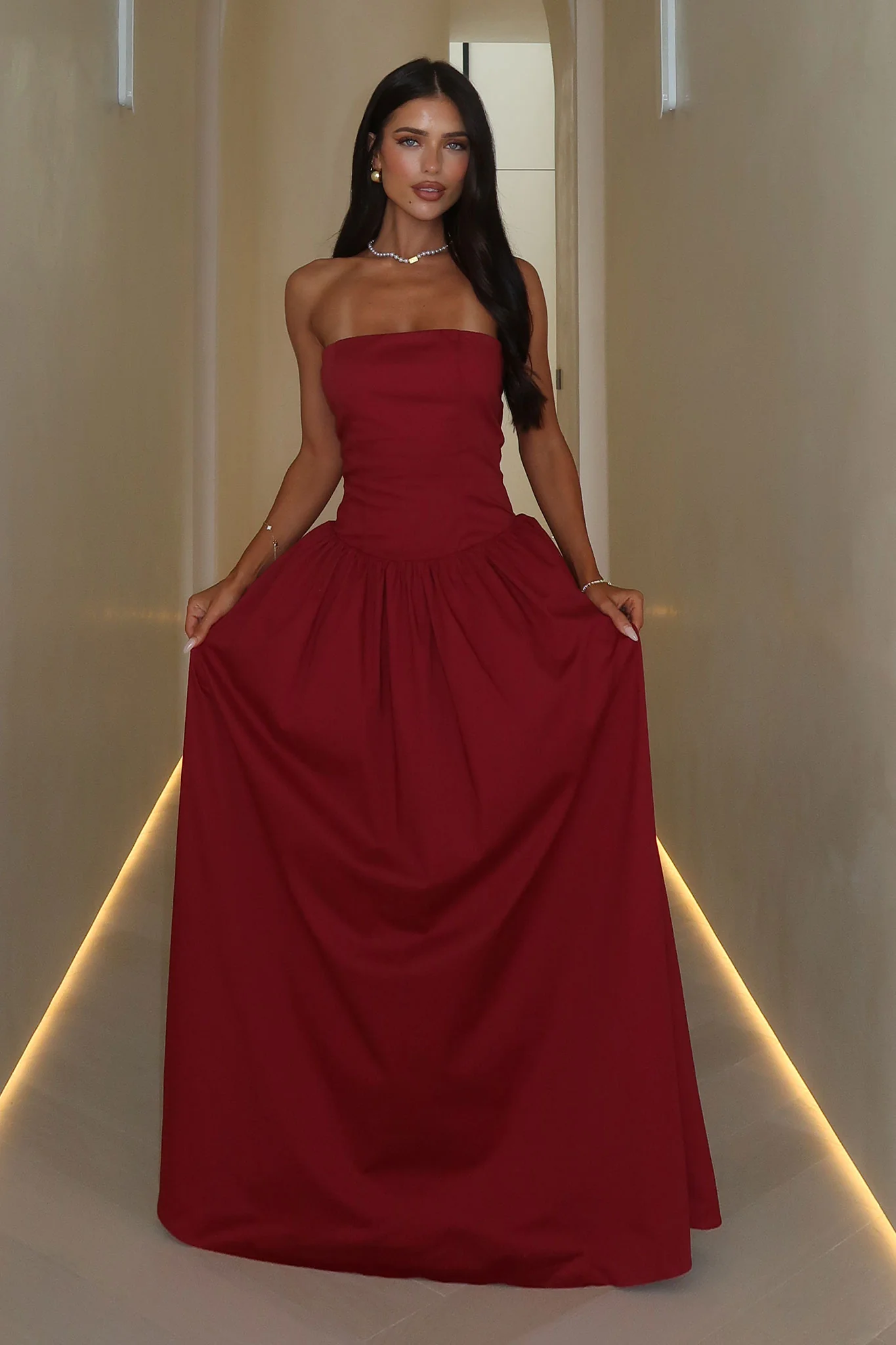 Iridessa Strapless Maxi Dress - Burgundy - Image 2