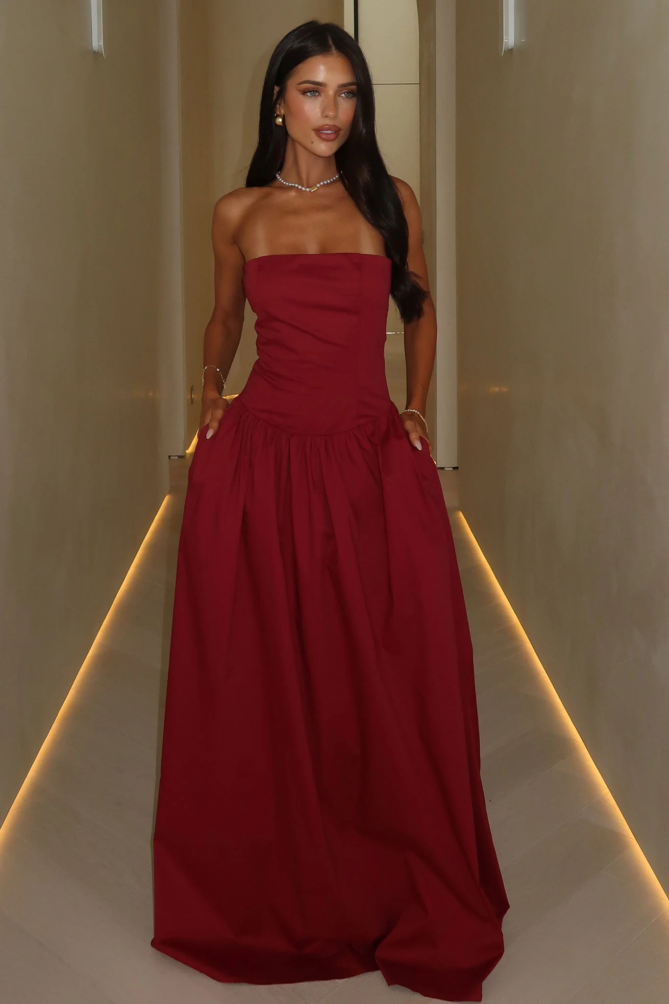 Iridessa Strapless Maxi Dress - Burgundy - Image 3