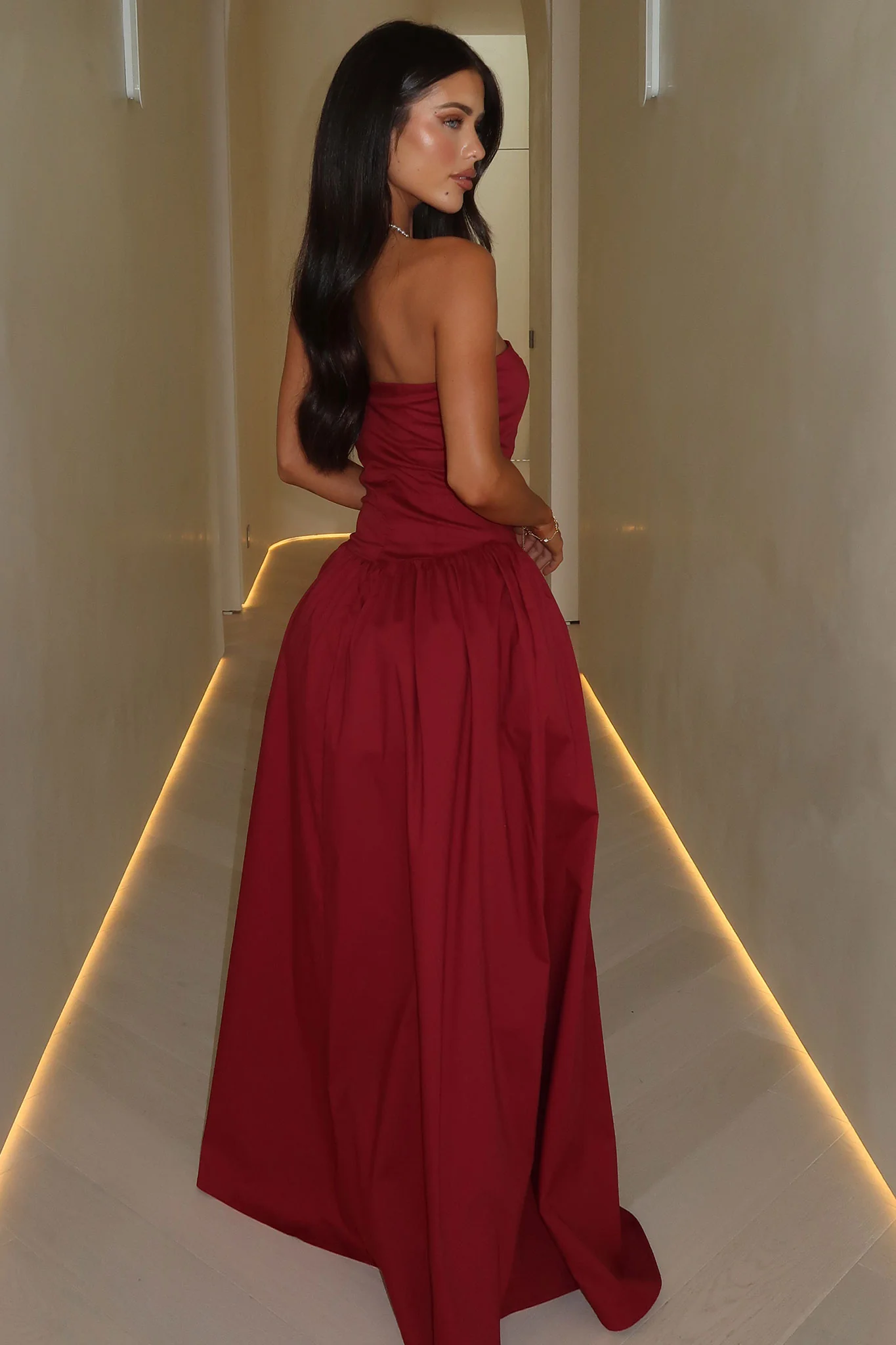 Iridessa Strapless Maxi Dress - Burgundy - Image 4