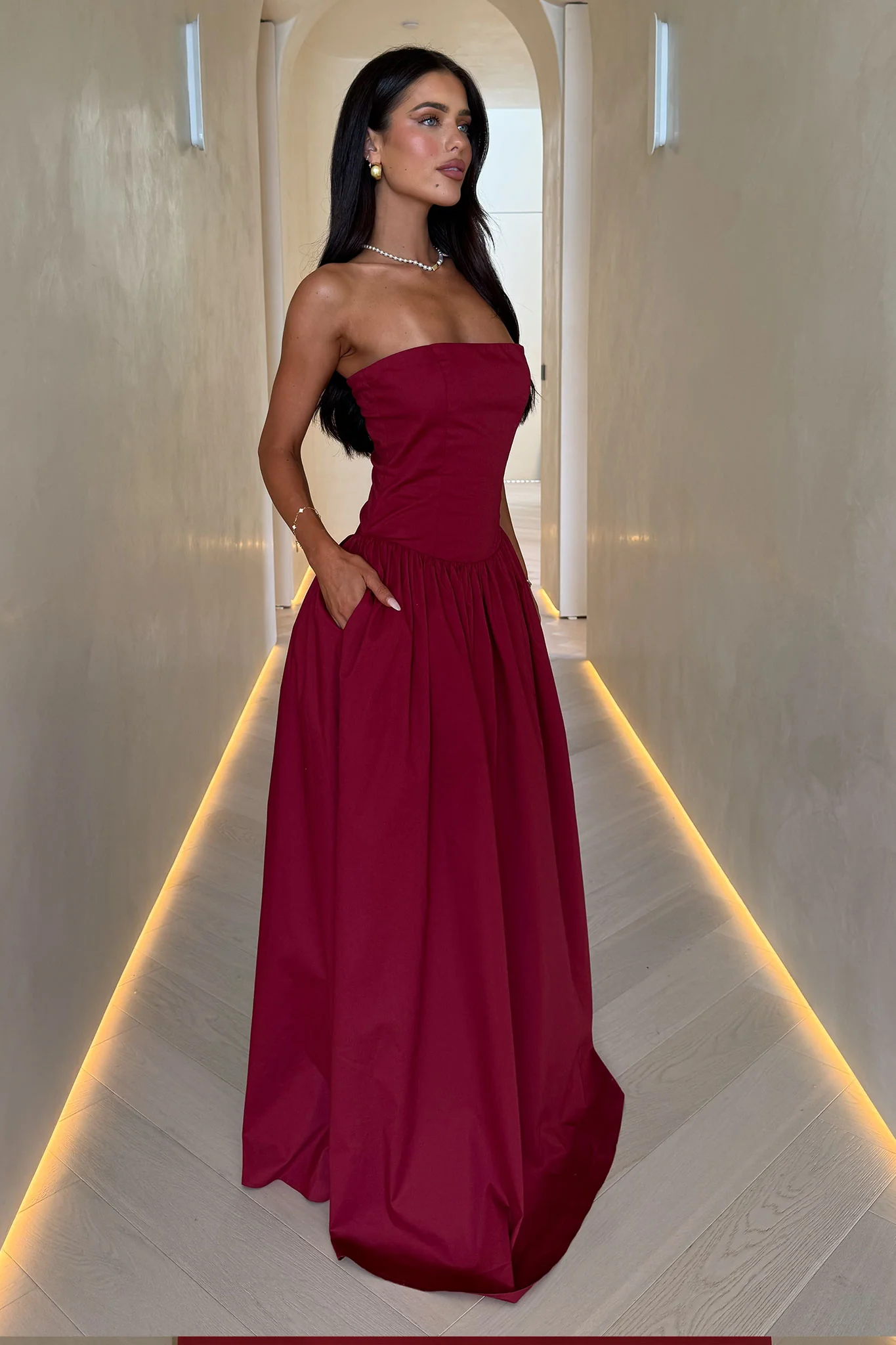 Iridessa Strapless Maxi Dress - Burgundy - Image 6