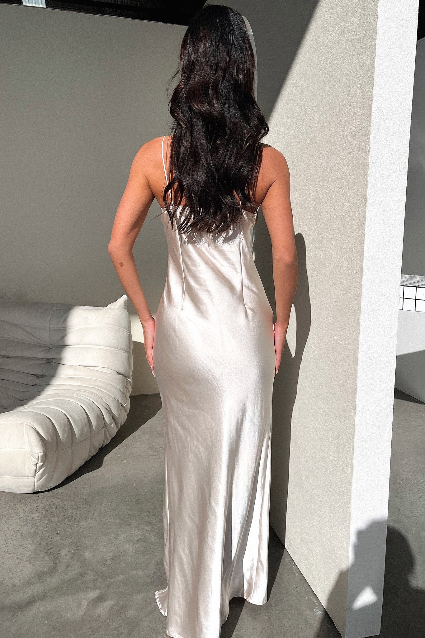 Jennifer Satin Maxi Dress - Champagne - Image 4