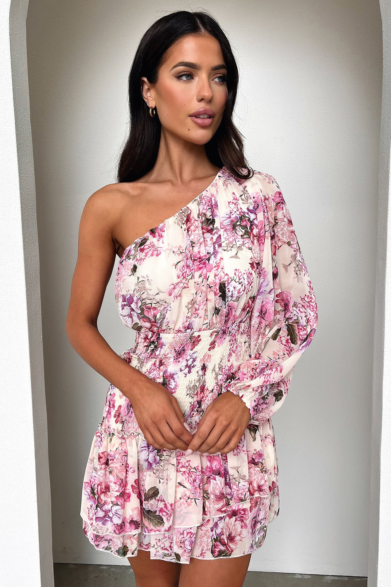 Katina Mini Dress - Pink Floral - Image 2