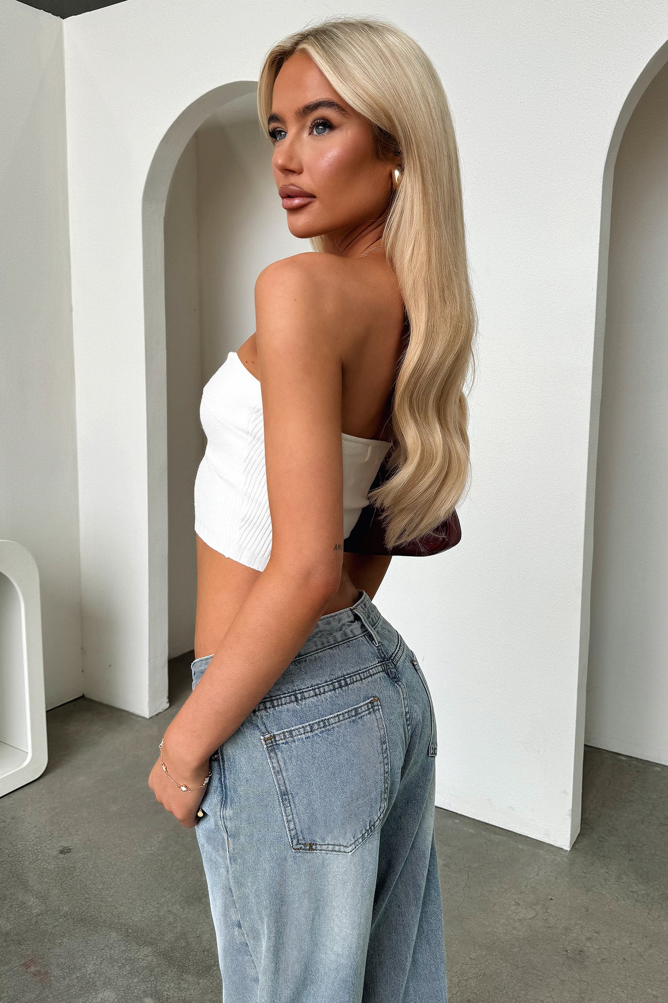 Kylie Strapless Twist Crop - White - Image 10