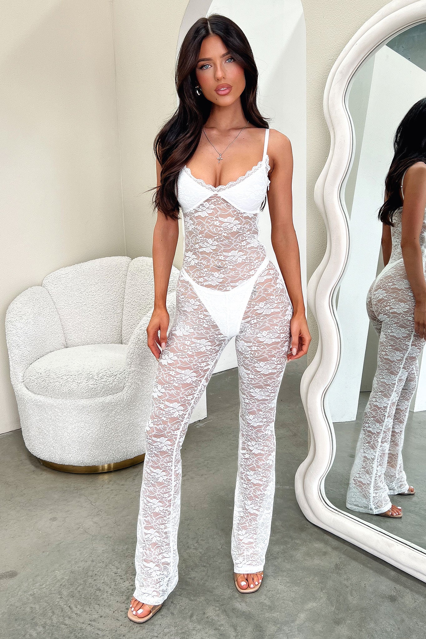 Luisa Lace Jumpsuit - White - Image 4