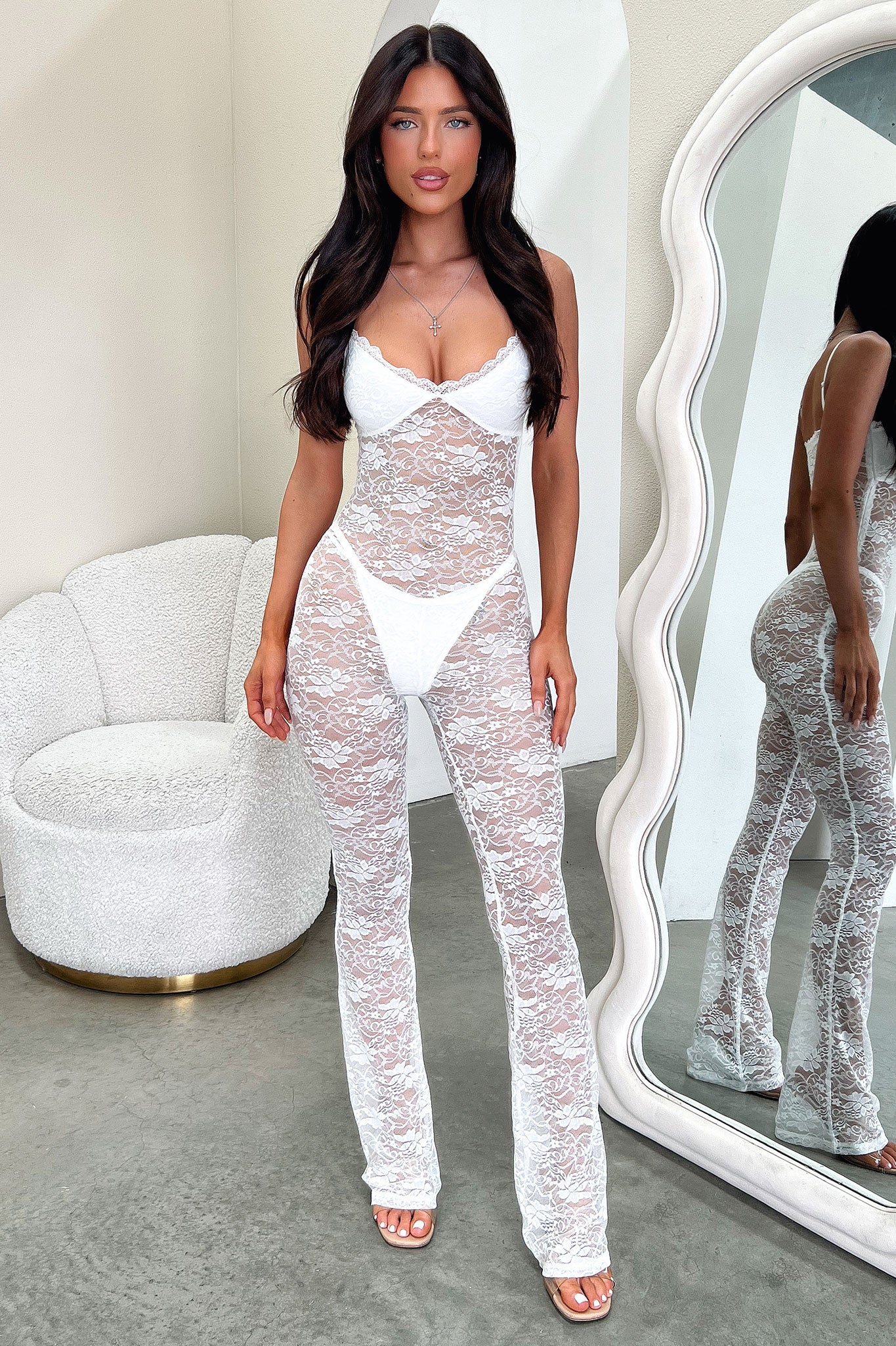 Luisa Lace Jumpsuit - White - Image 7