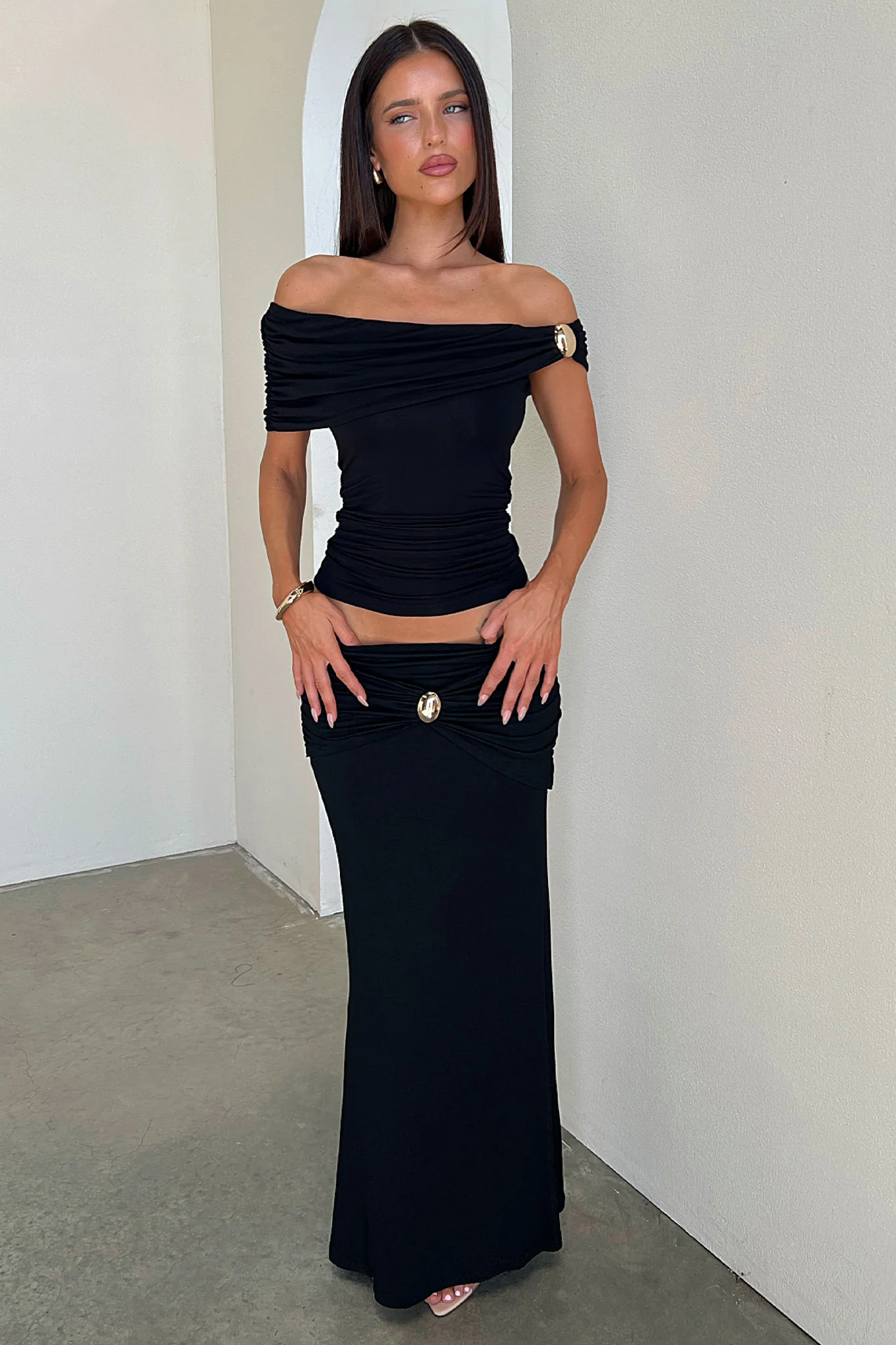 Malika Off-Shoulder Top - Black - Image 2