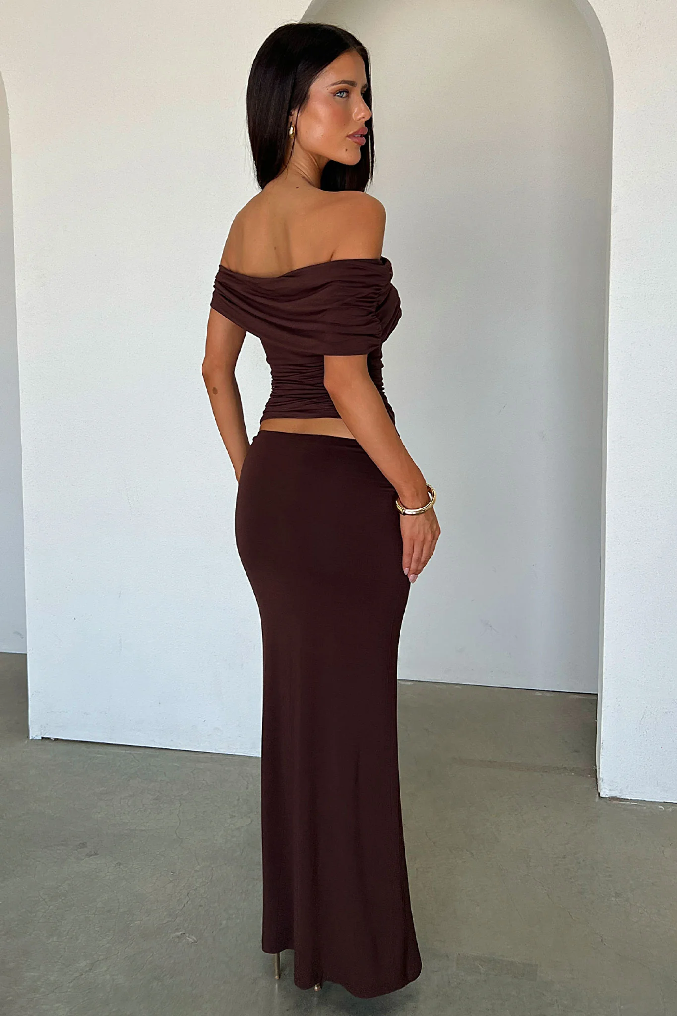 Malika Off-Shoulder Top - Brown - Image 4