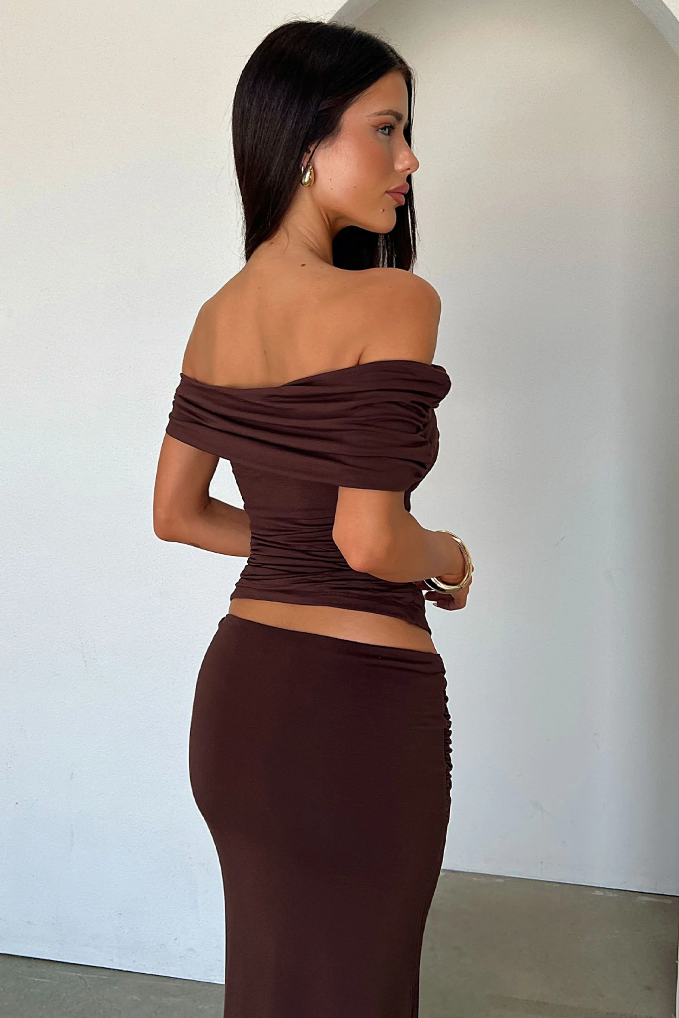 Malika Off-Shoulder Top - Brown - Image 8