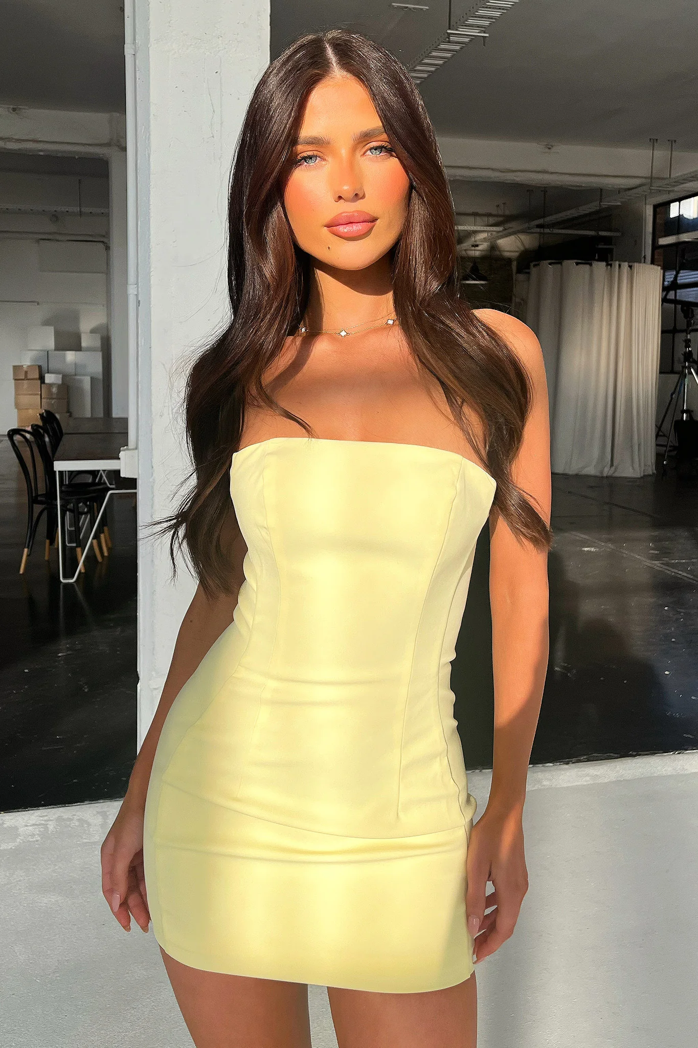 Marlo Strapless Mini Dress - Yellow - Image 3