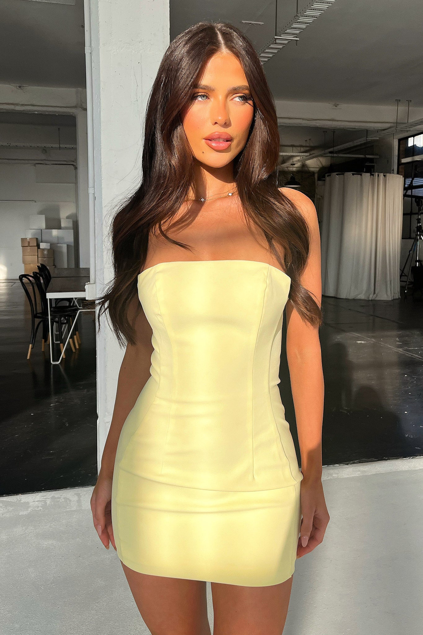 Marlo Strapless Mini Dress - Yellow - Image 4