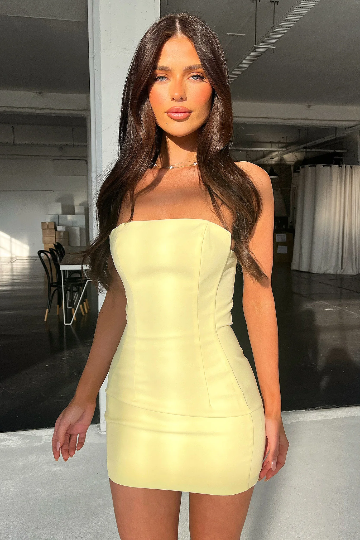 Marlo Strapless Mini Dress - Yellow - Image 5