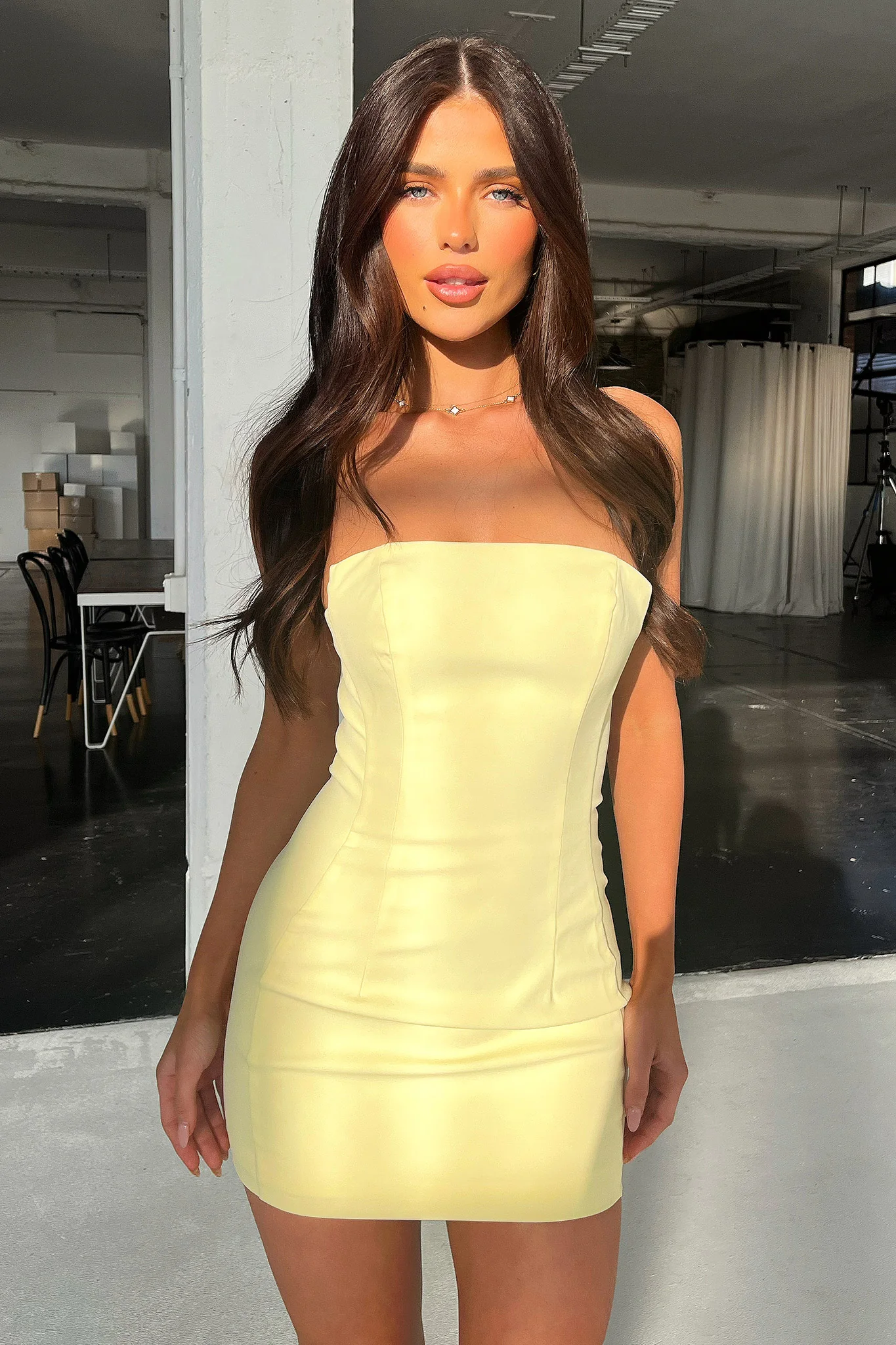Marlo Strapless Mini Dress - Yellow - Image 6