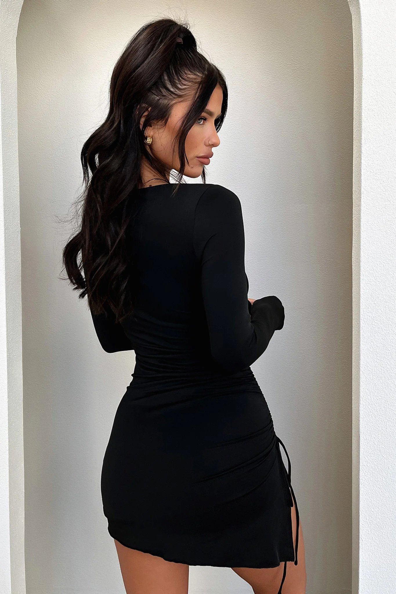 Mayla Long Sleeve Dress - Black - Image 6