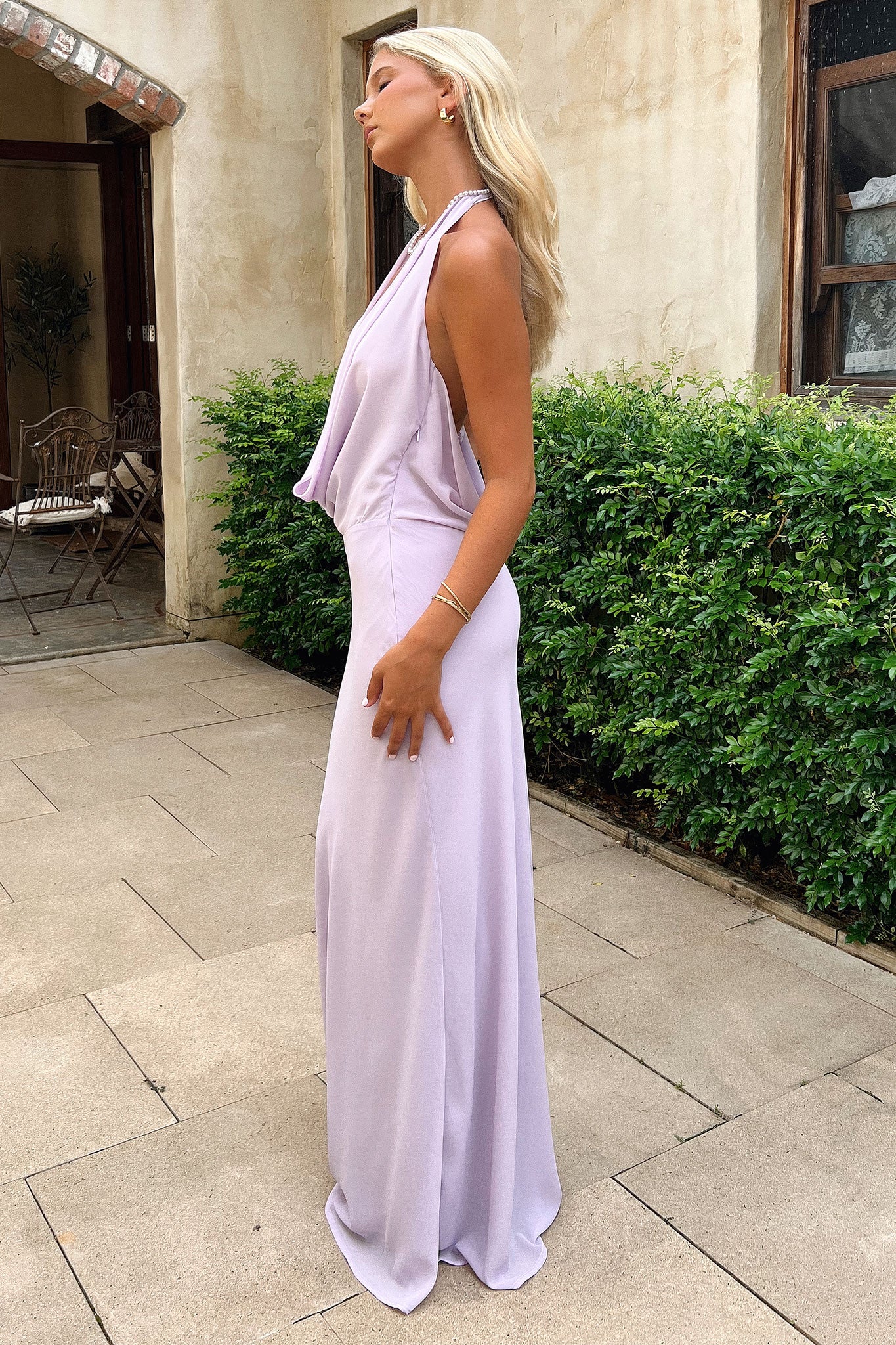Mirella Plunge Halter Neck Maxi Dress - Lilac - Image 4
