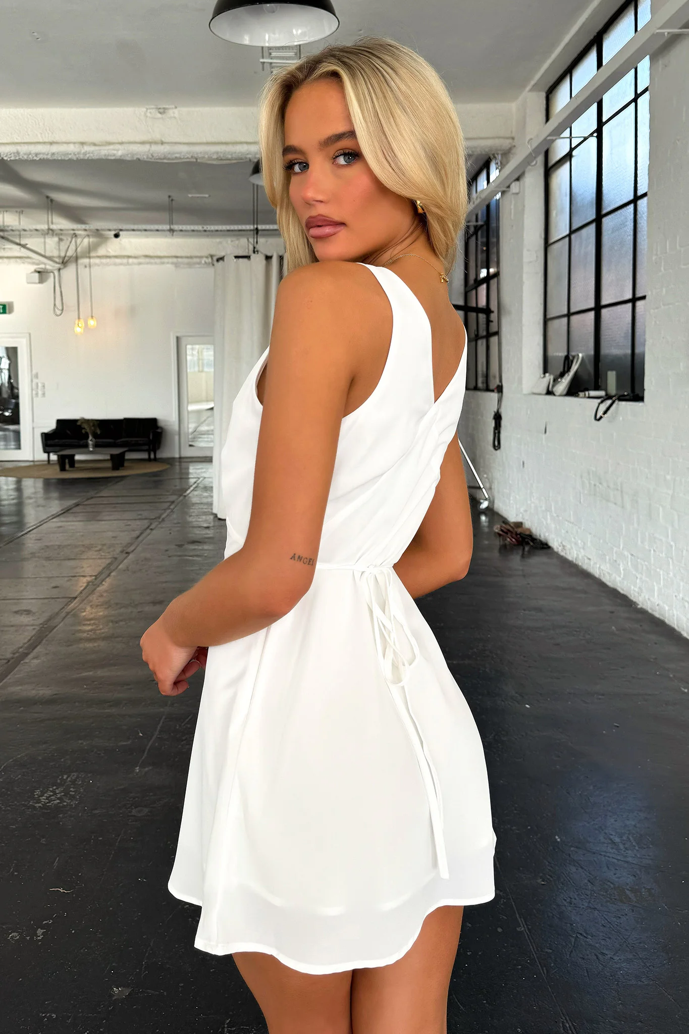 Naf V-Neck Mini Dress - White - Image 6