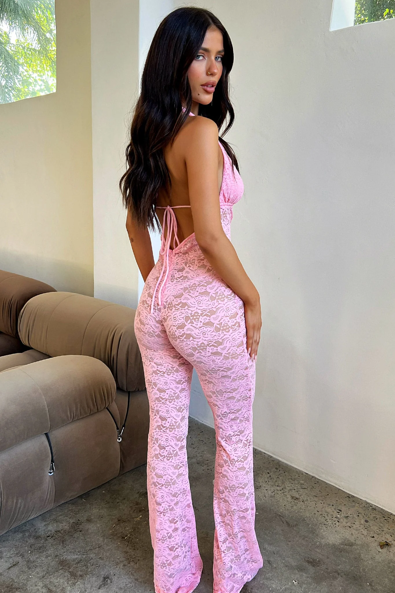 Nayla Lace Jumpsuit - Baby Pink - Image 8