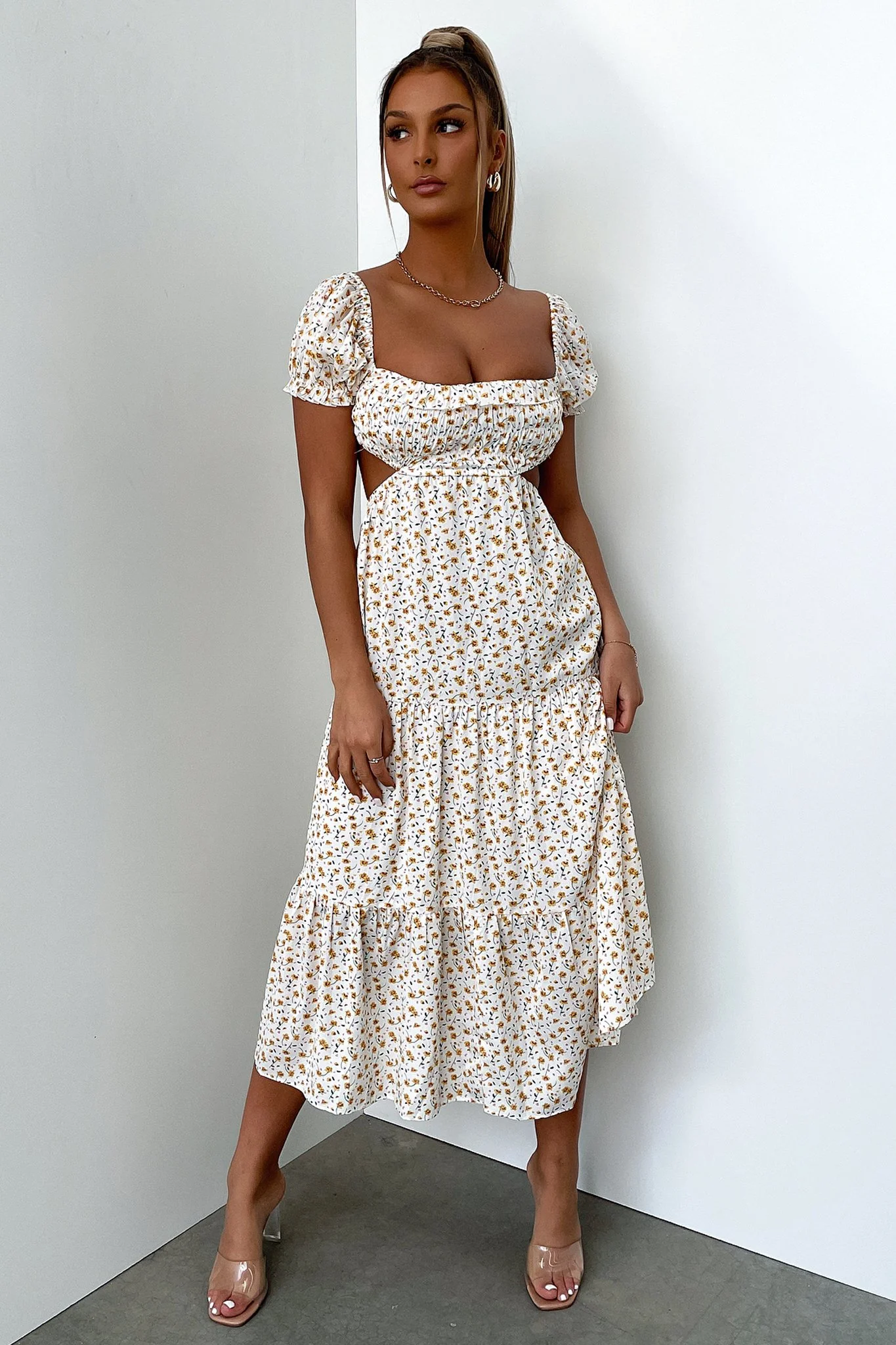 Noelle Midi Dress - Yellow Floral - Image 2