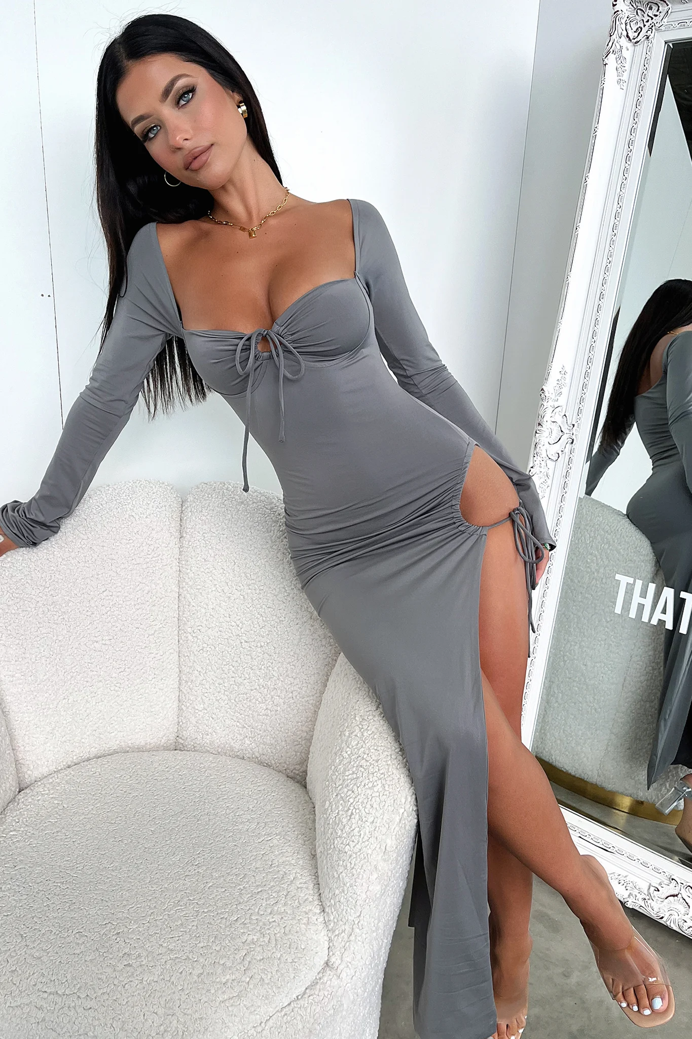 Noor Maxi Dress - Grey - Image 5