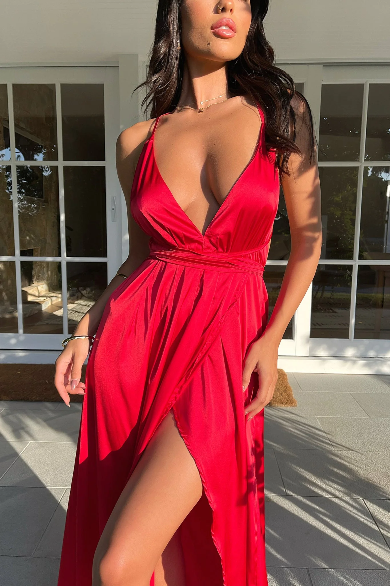 Scarlett Halter Maxi Dress - Red - Image 6