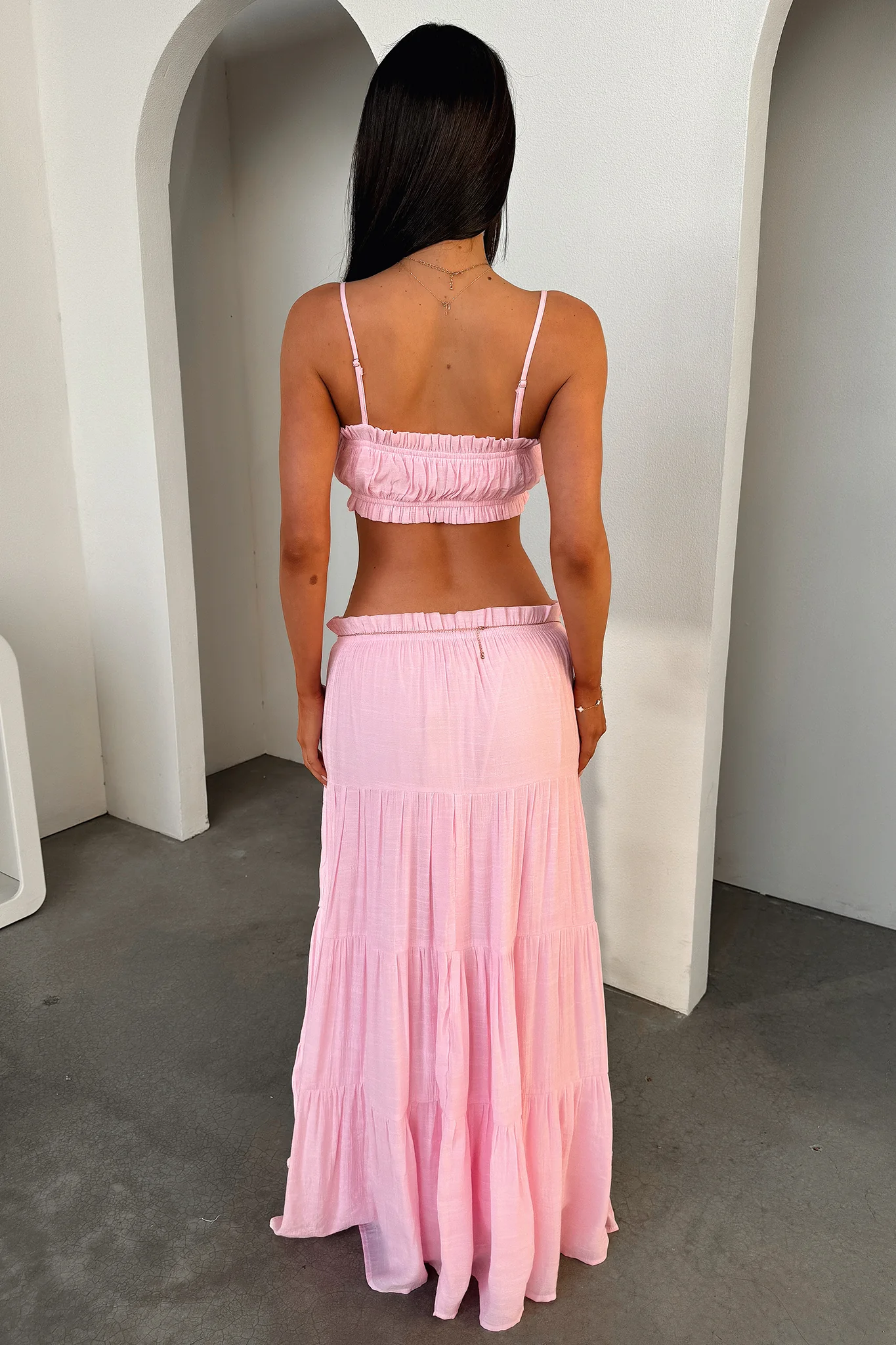 Selina Tiered Maxi Skirt - Pink - Image 11