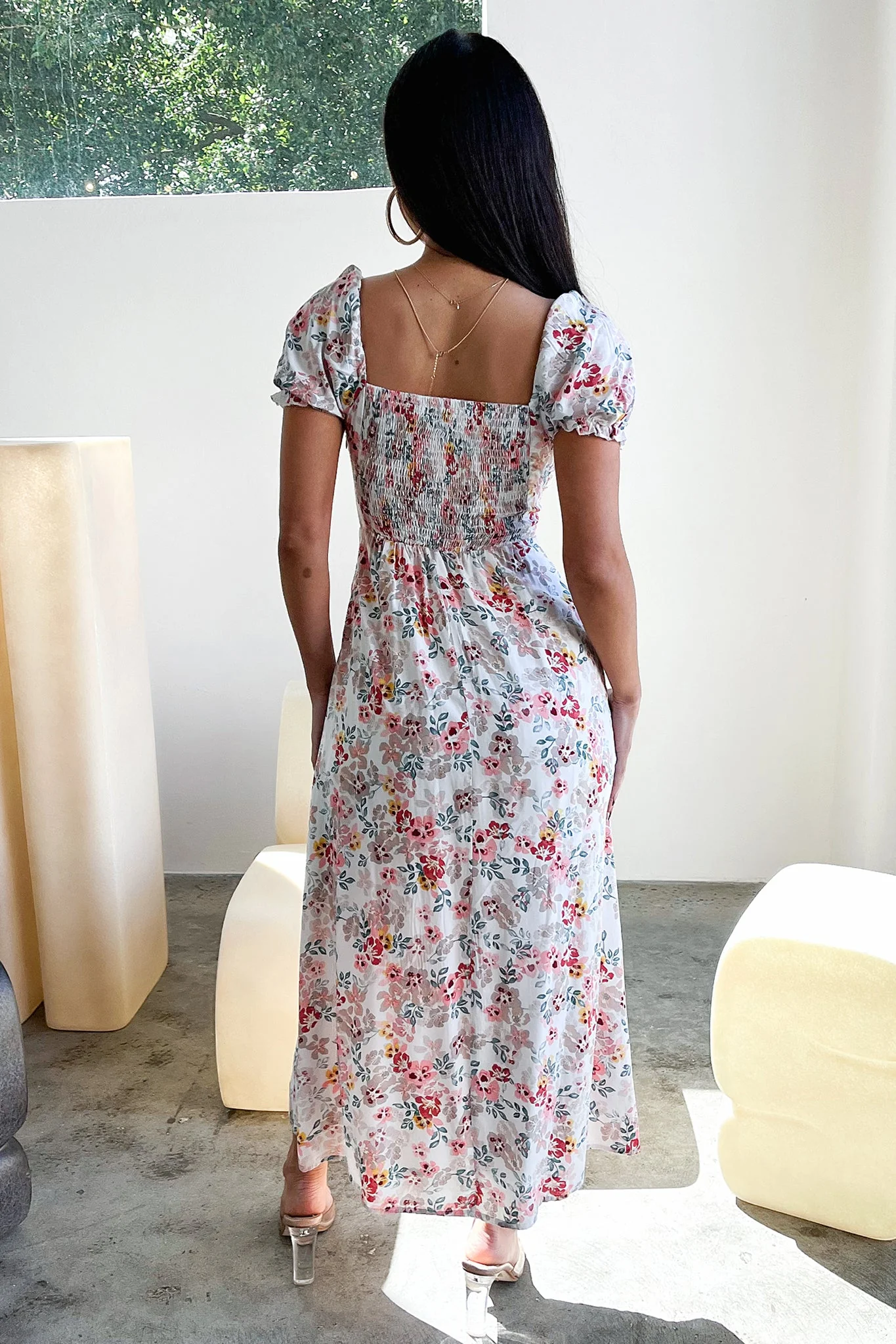 Solem Midi Dress - White / Pink Floral - Image 6