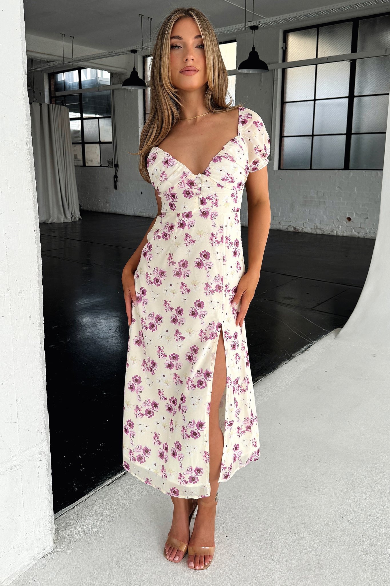 Solem Midi Dress - Yellow Floral - Image 2