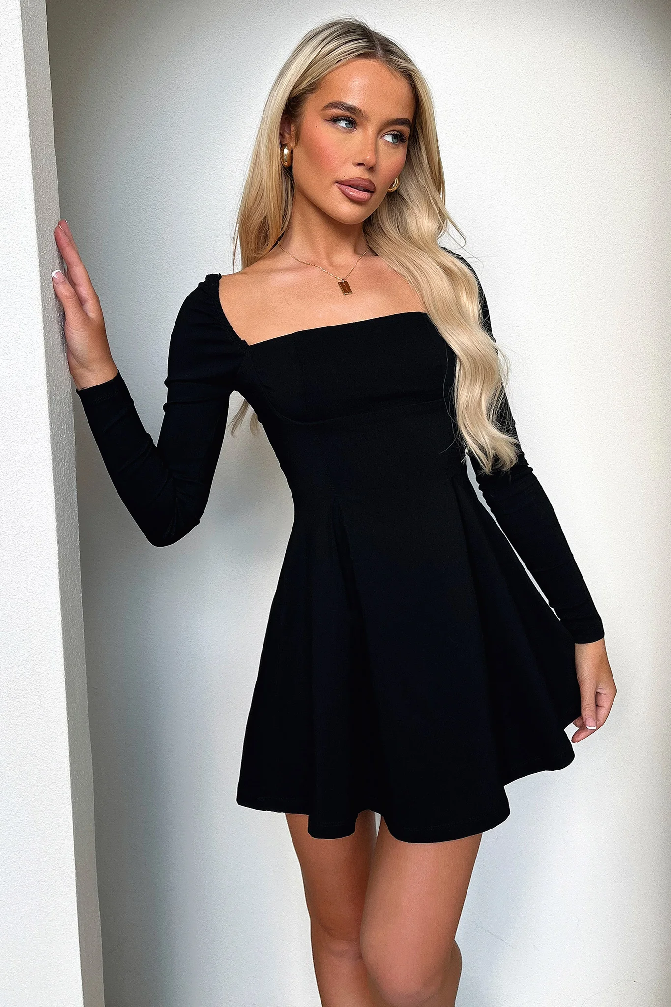 Tabitha Long Sleeve Mini Dress - Black - Image 3