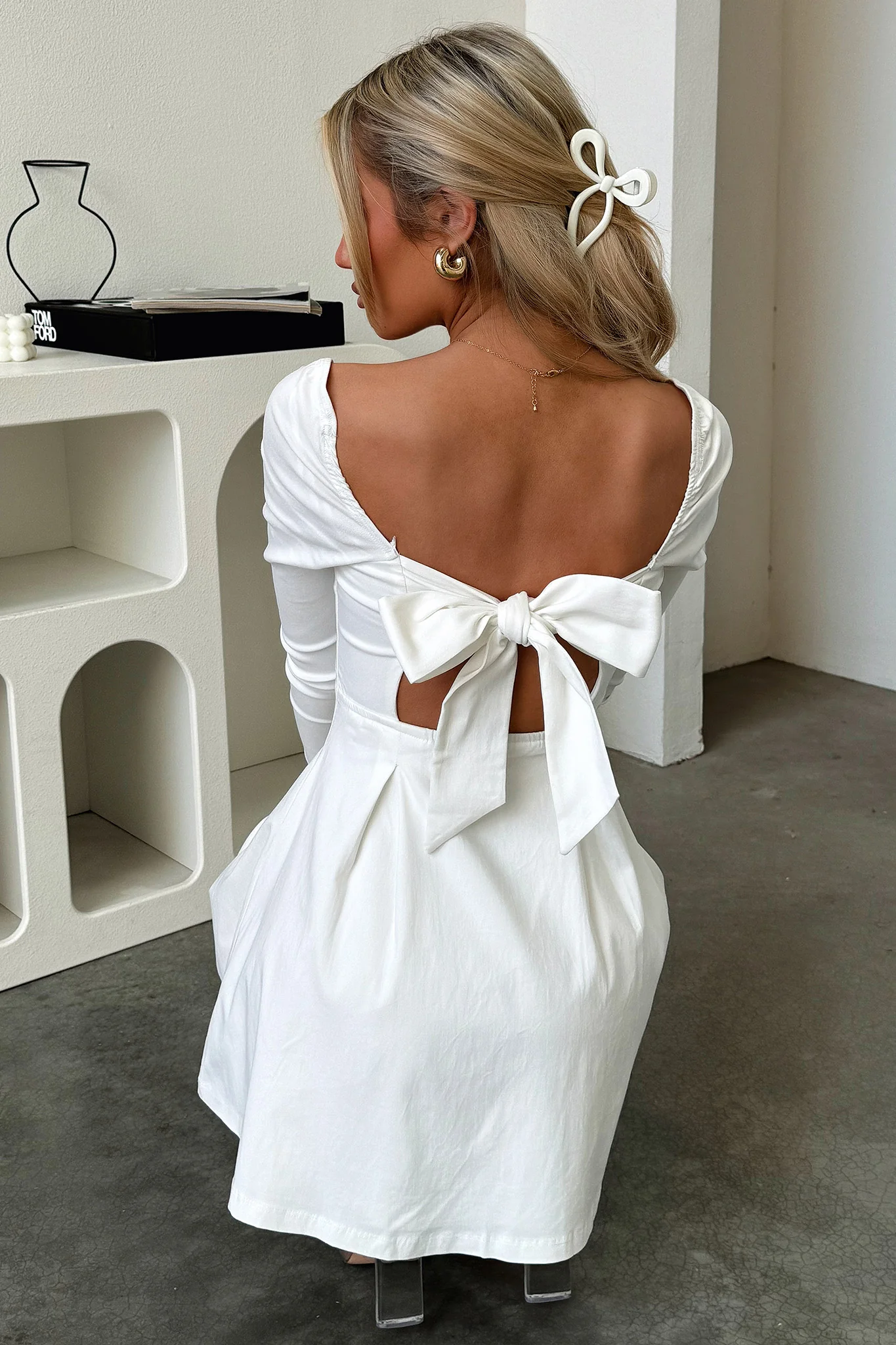 Tabitha Long Sleeve Mini Dress - White - Image 2