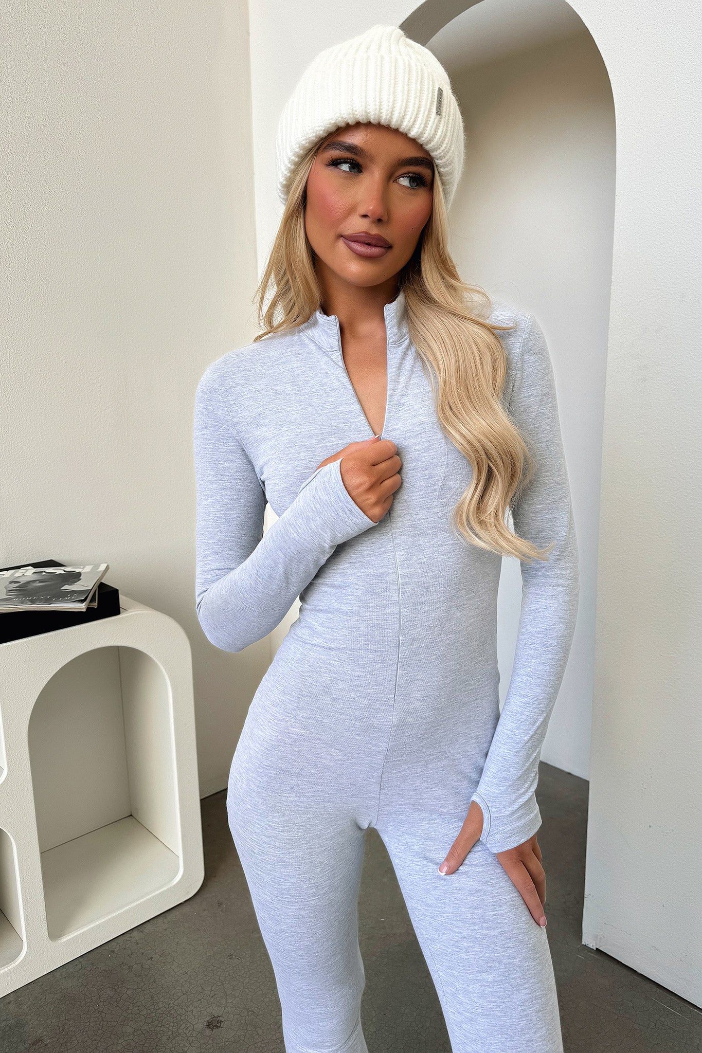 Tammy Long Sleeve Jumpsuit - Grey - Image 2